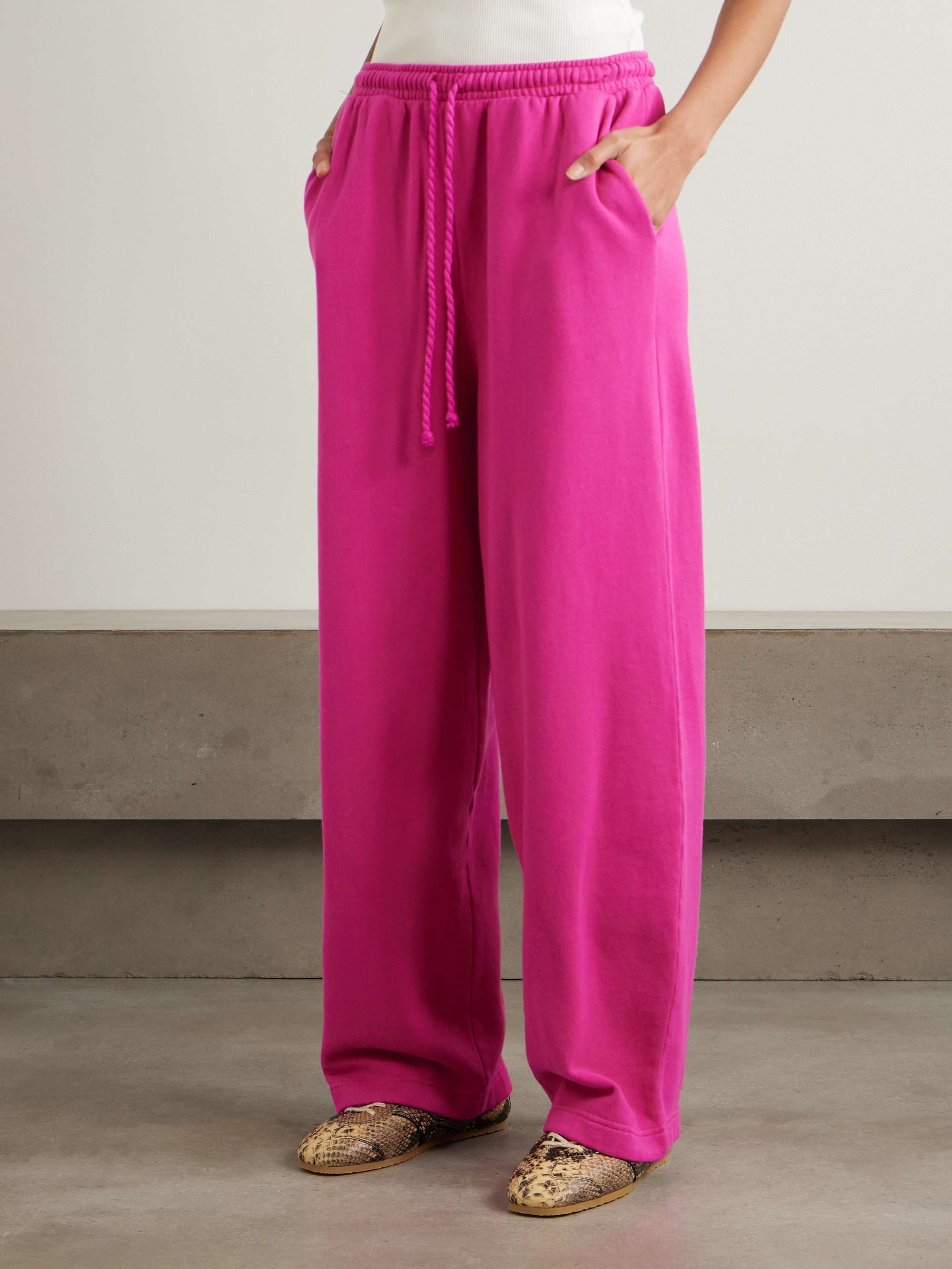 Daily cotton and cashmere-blend wide-leg track pants view