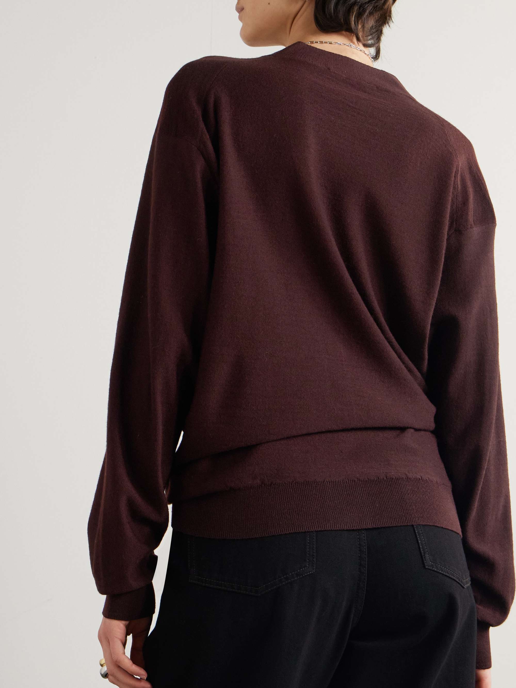 Twisted convertible wool-blend cardigan view