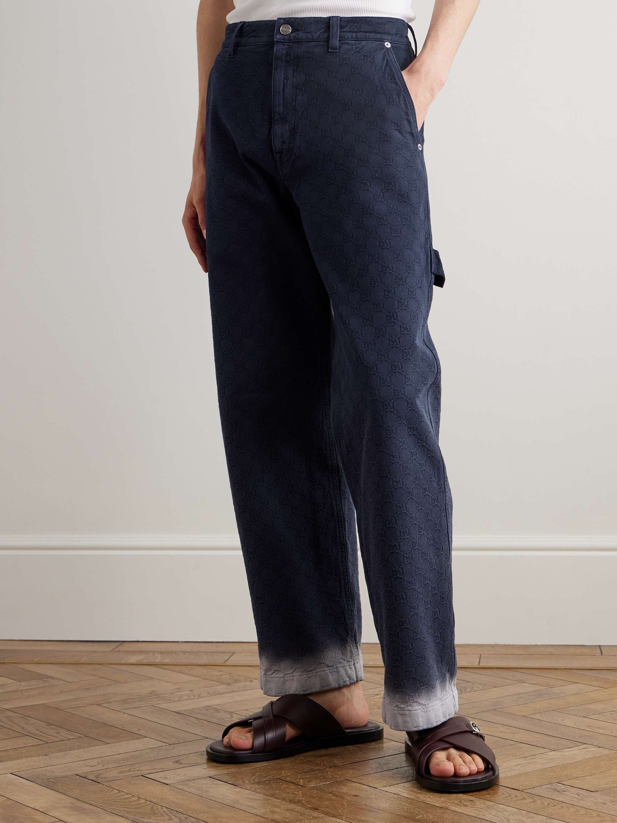 Straight-Leg Dégradé Logo-Jacquard Jeans view