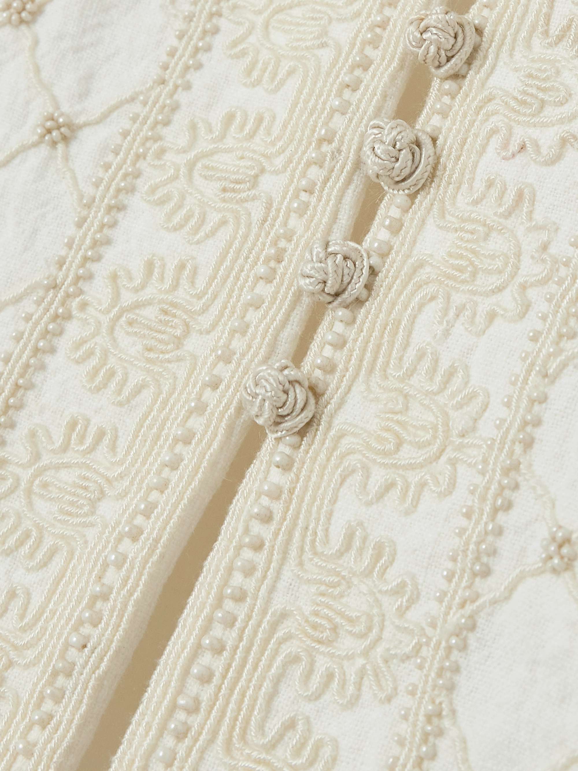 Clara Palm bead-embellished embroidered ramie and linen-blend vest view