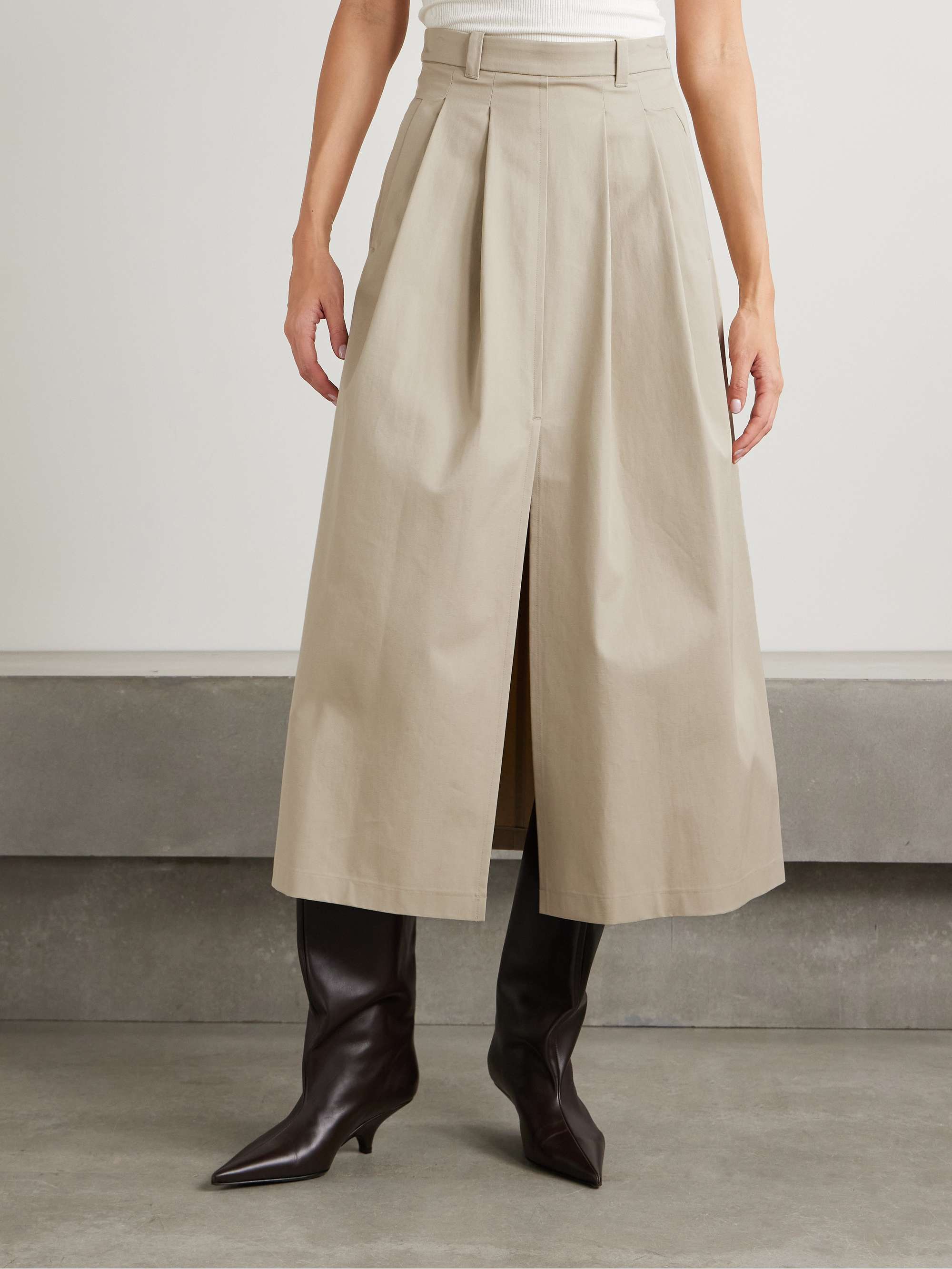 Mack pleated cotton-twill maxi skirt view