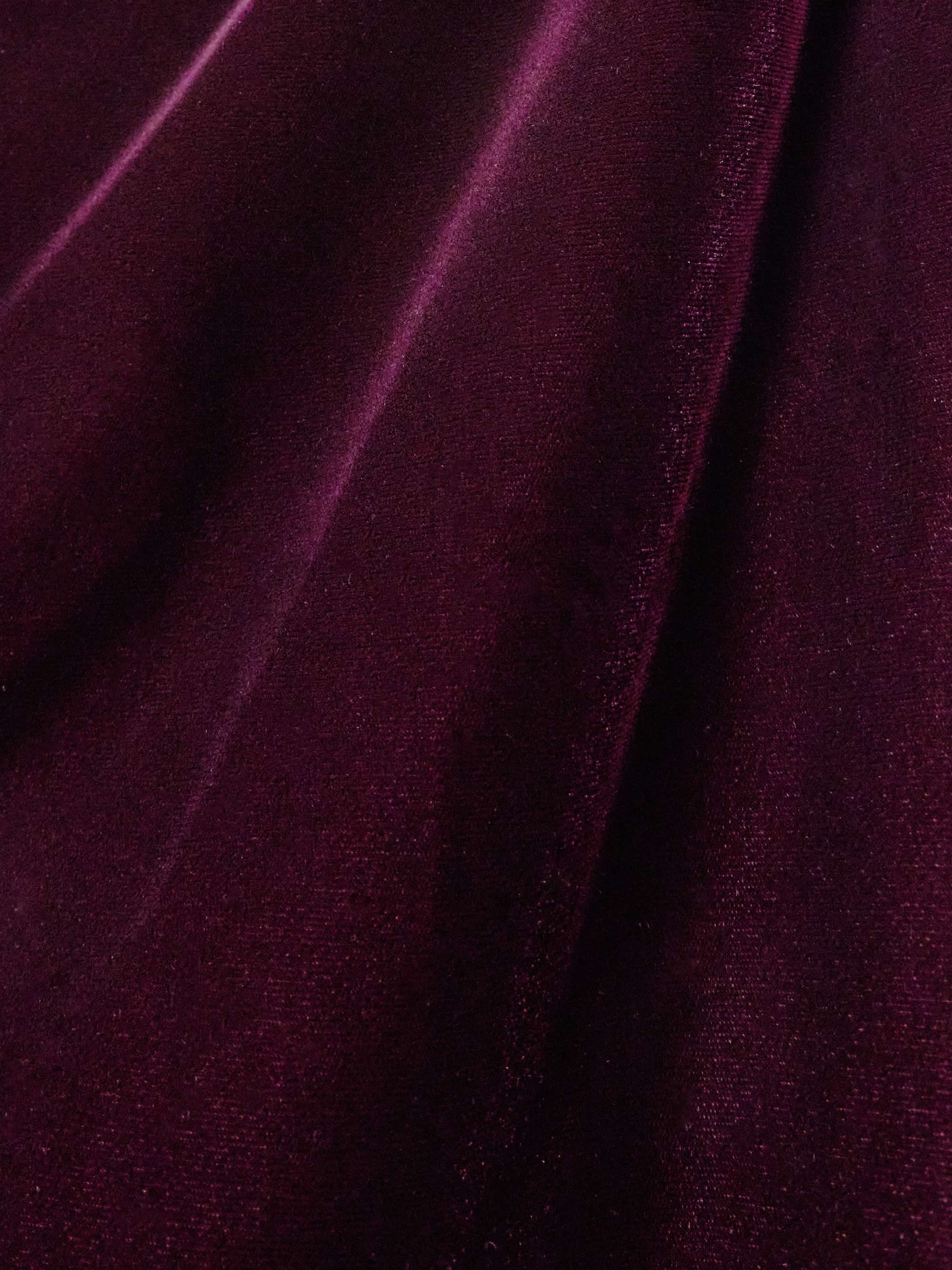 Strapless embellished leather-trimmed velvet gown view