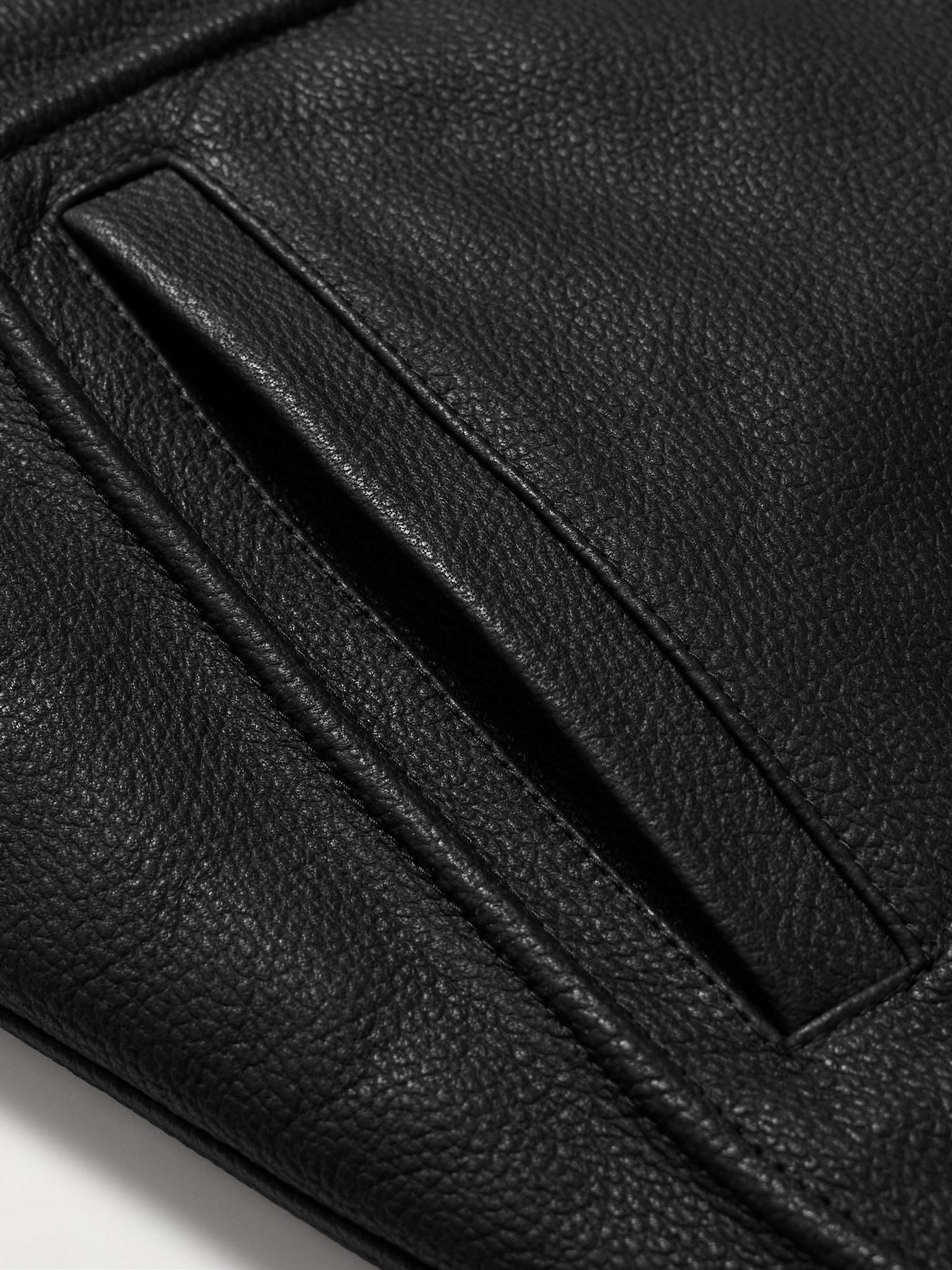 Padded Full-Grain Leather Biker Jacket view