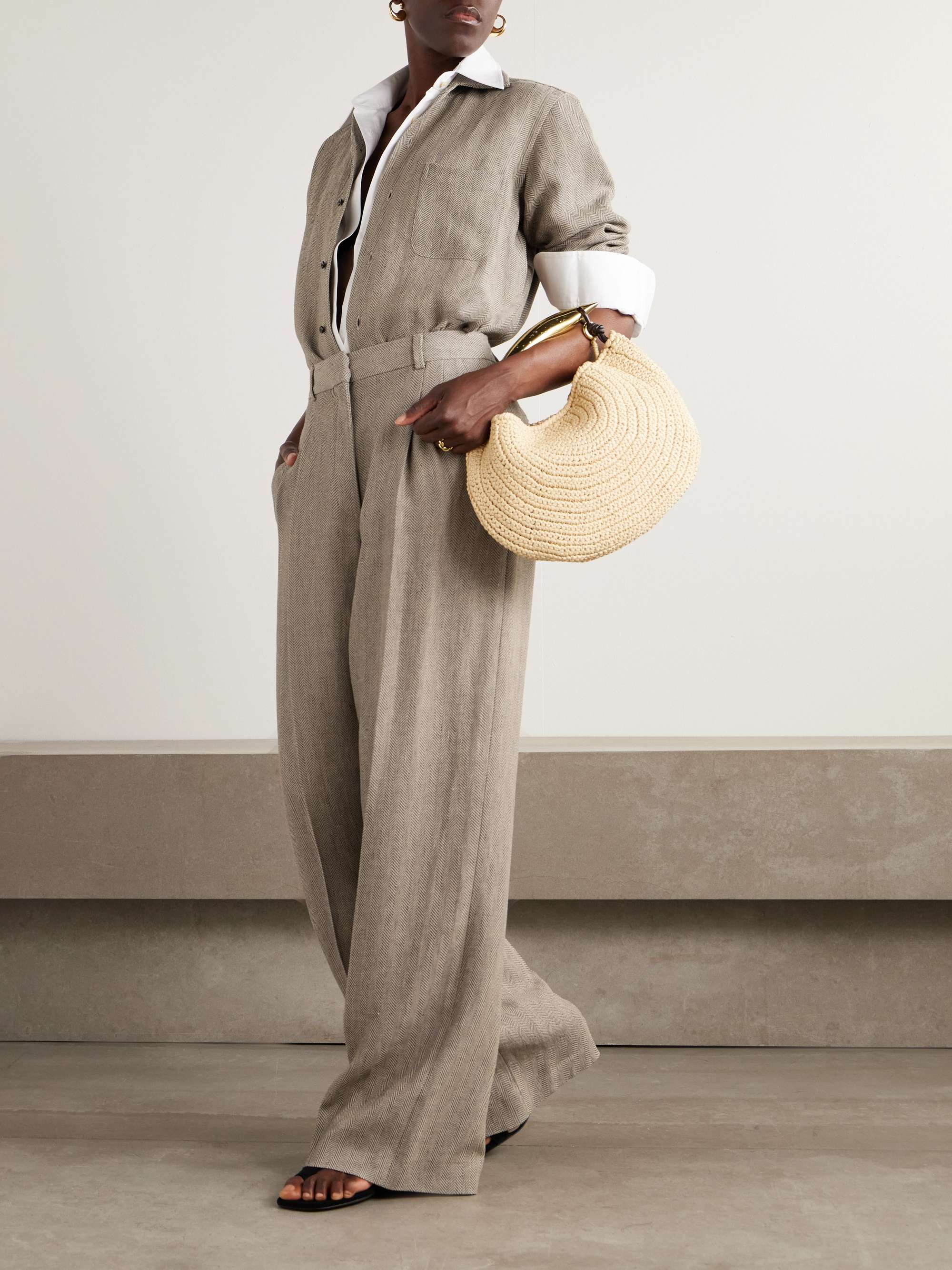 André herringbone linen shirt view