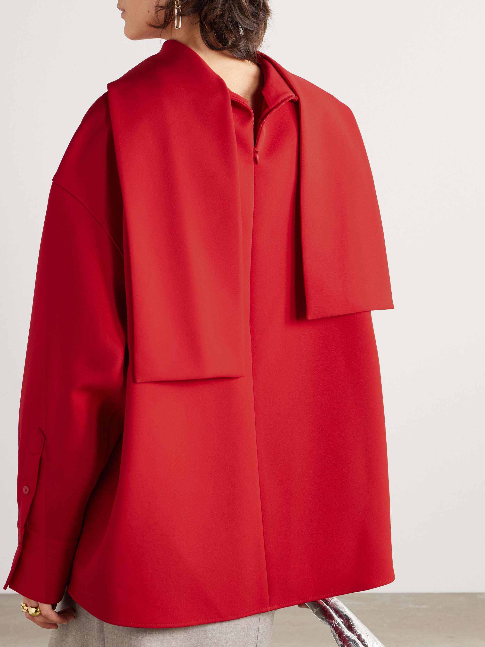 Scarf-detailed twill blouse view