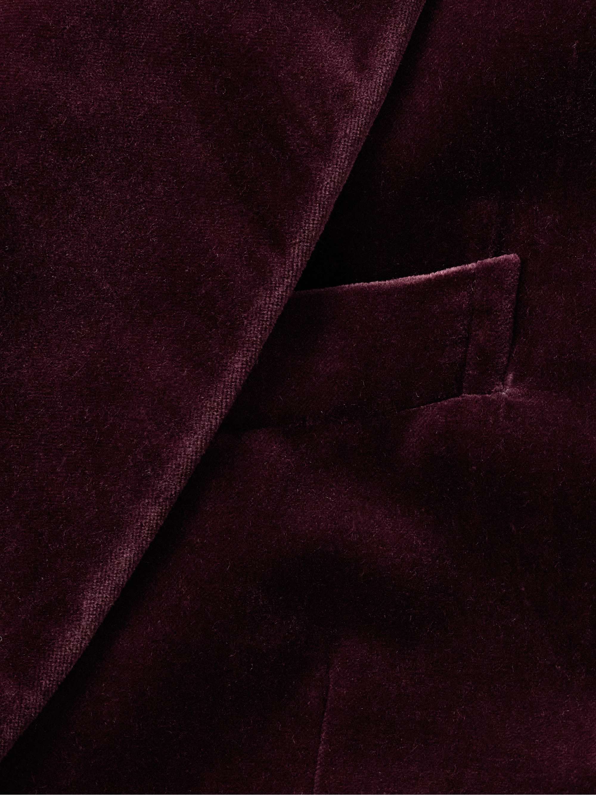 Slim-Fit Shawl-Lapel Double-Breasted Cotton-Velvet Tuxedo Jacket view