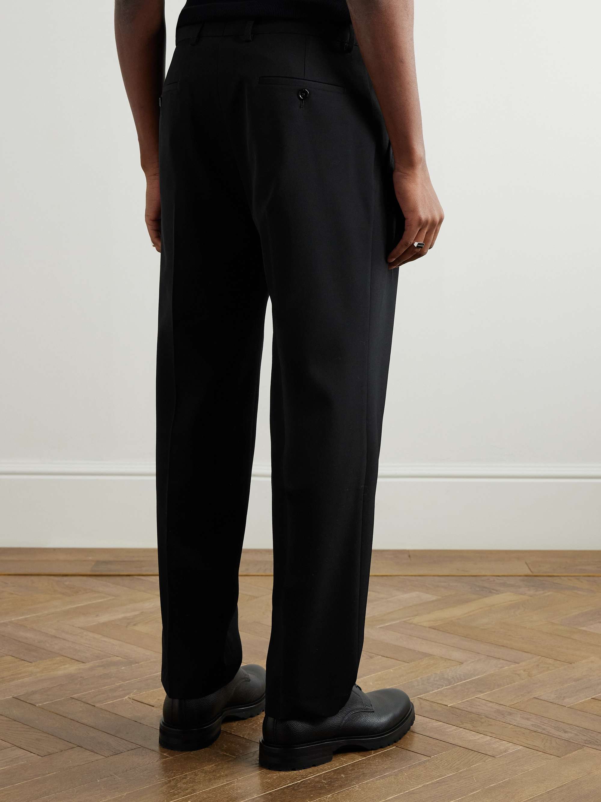 Tapered Pleated Virgin Wool-Blend Gabardine Trousers view