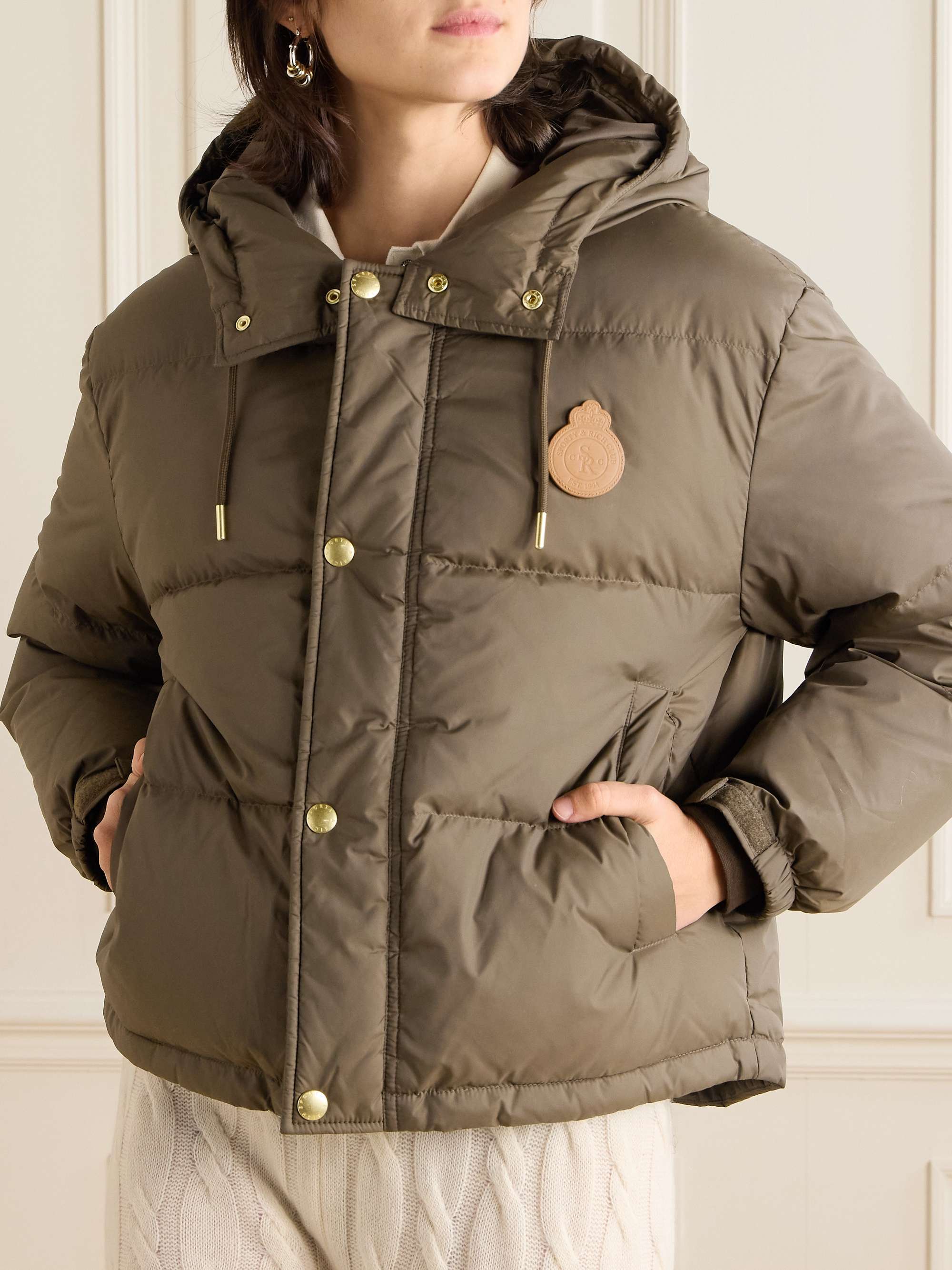 Equestrian Drop logo-appliquéd quilted shell hooded down jacket view
