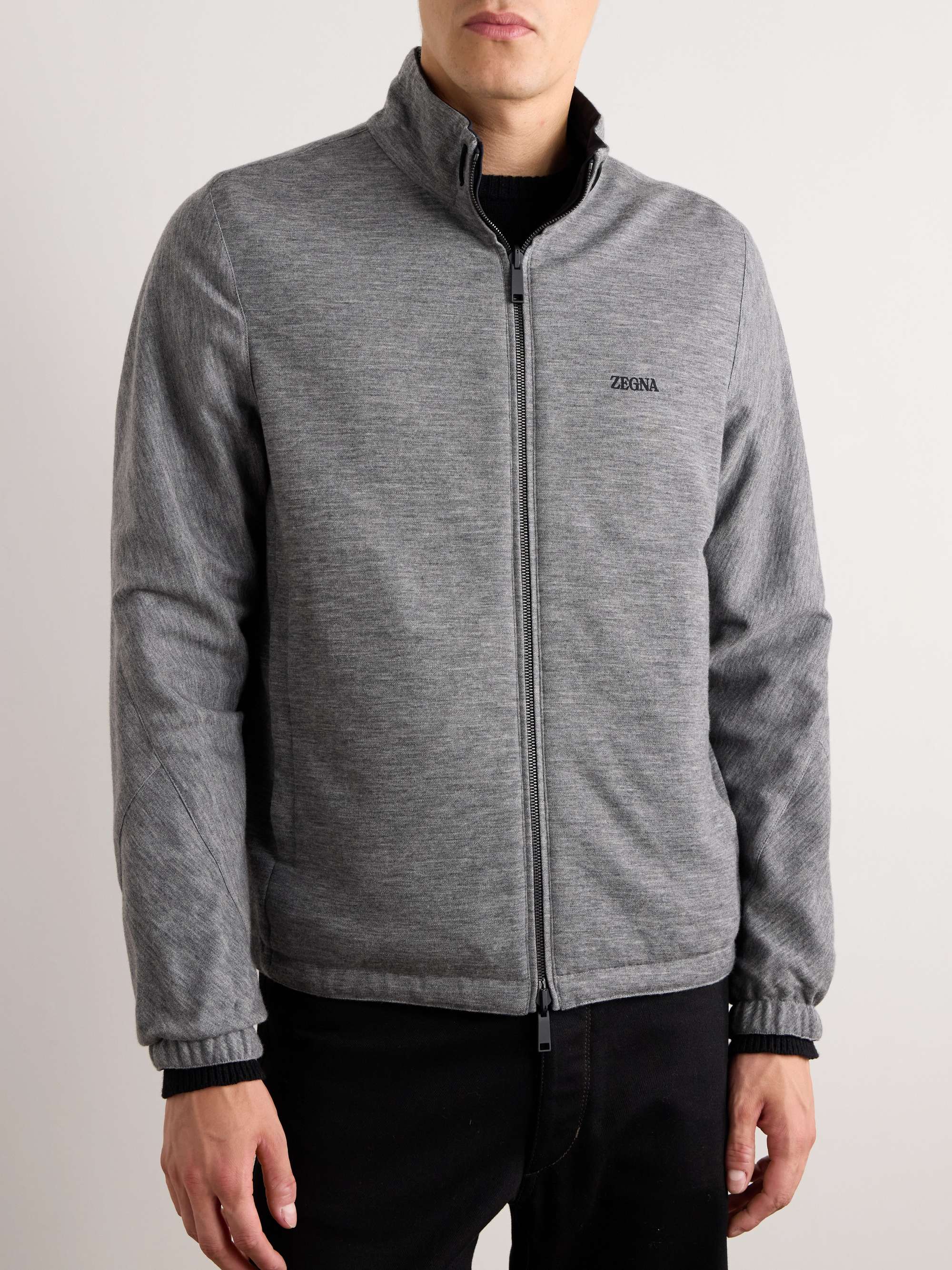 Reversible Shell and Cashmere, Cotton and Silk-Blend Jersey Jacket view