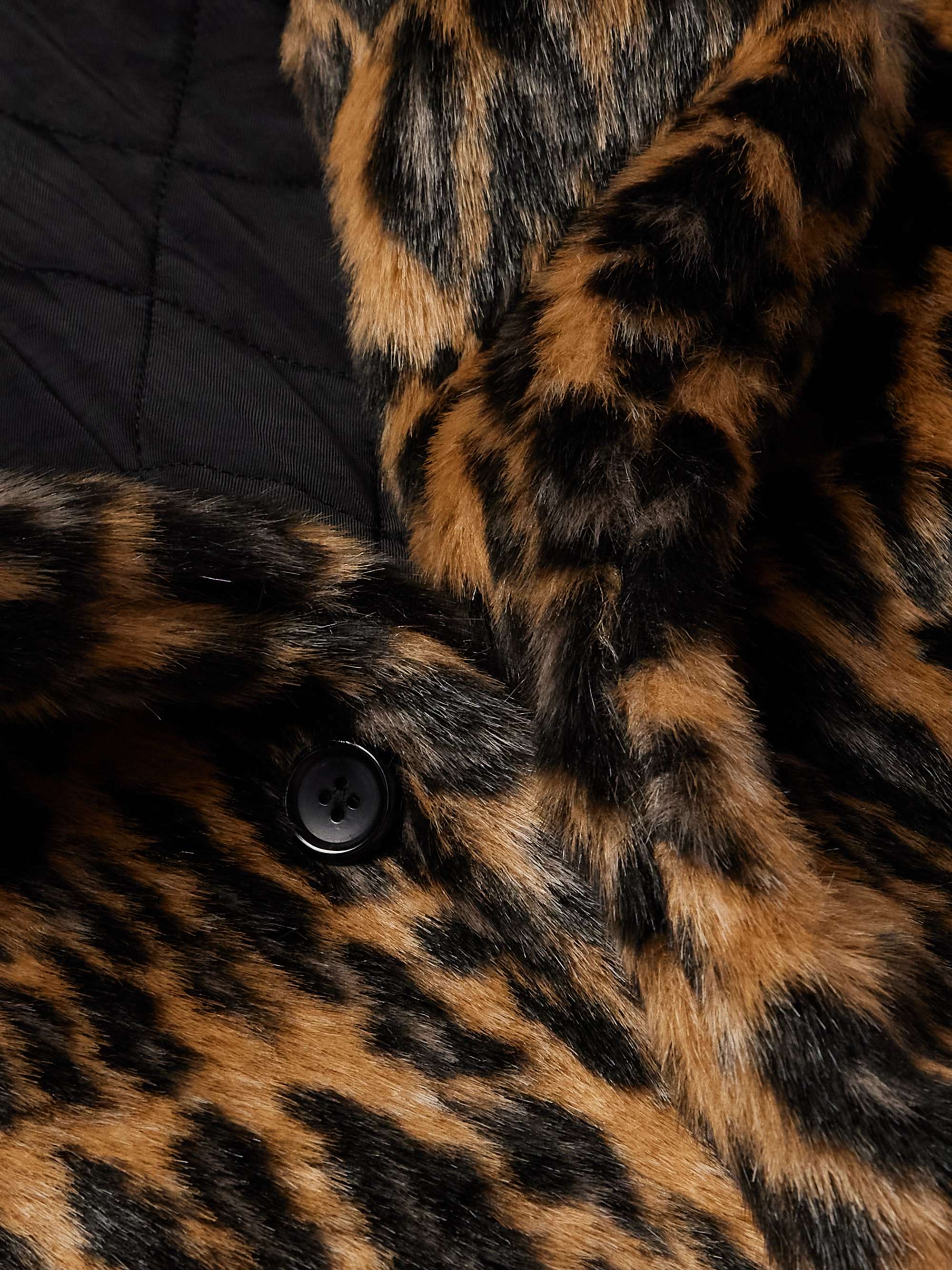 Padded Leopard-Print Plush Coat view