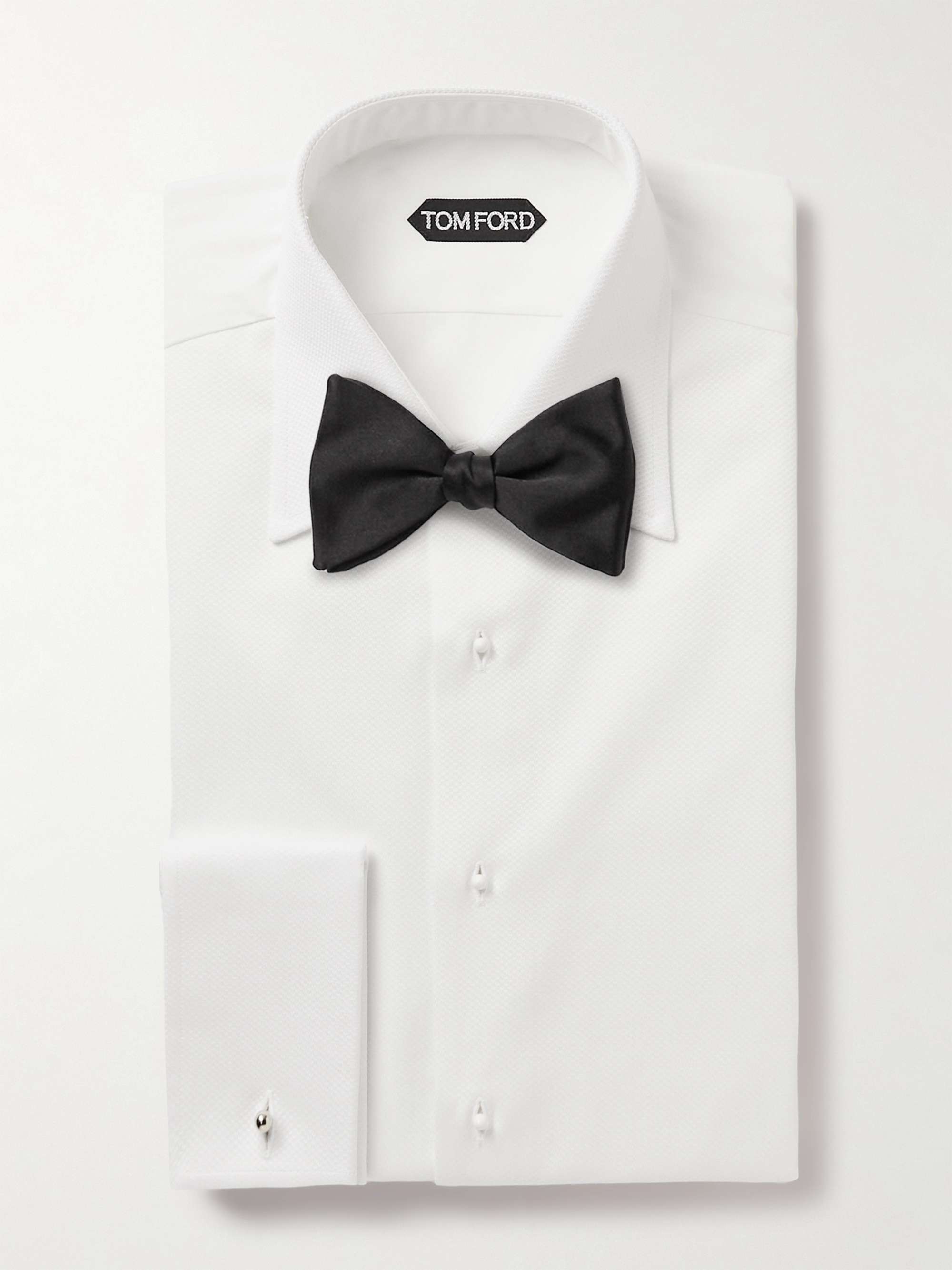Double-Cuff Cotton-Piqué Tuxedo Shirt view