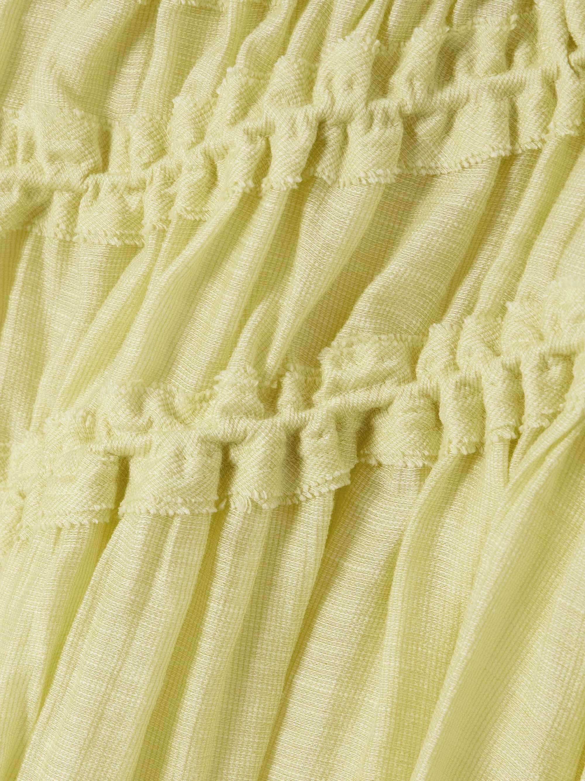 Shirred frayed Lyocell-blend midi skirt view