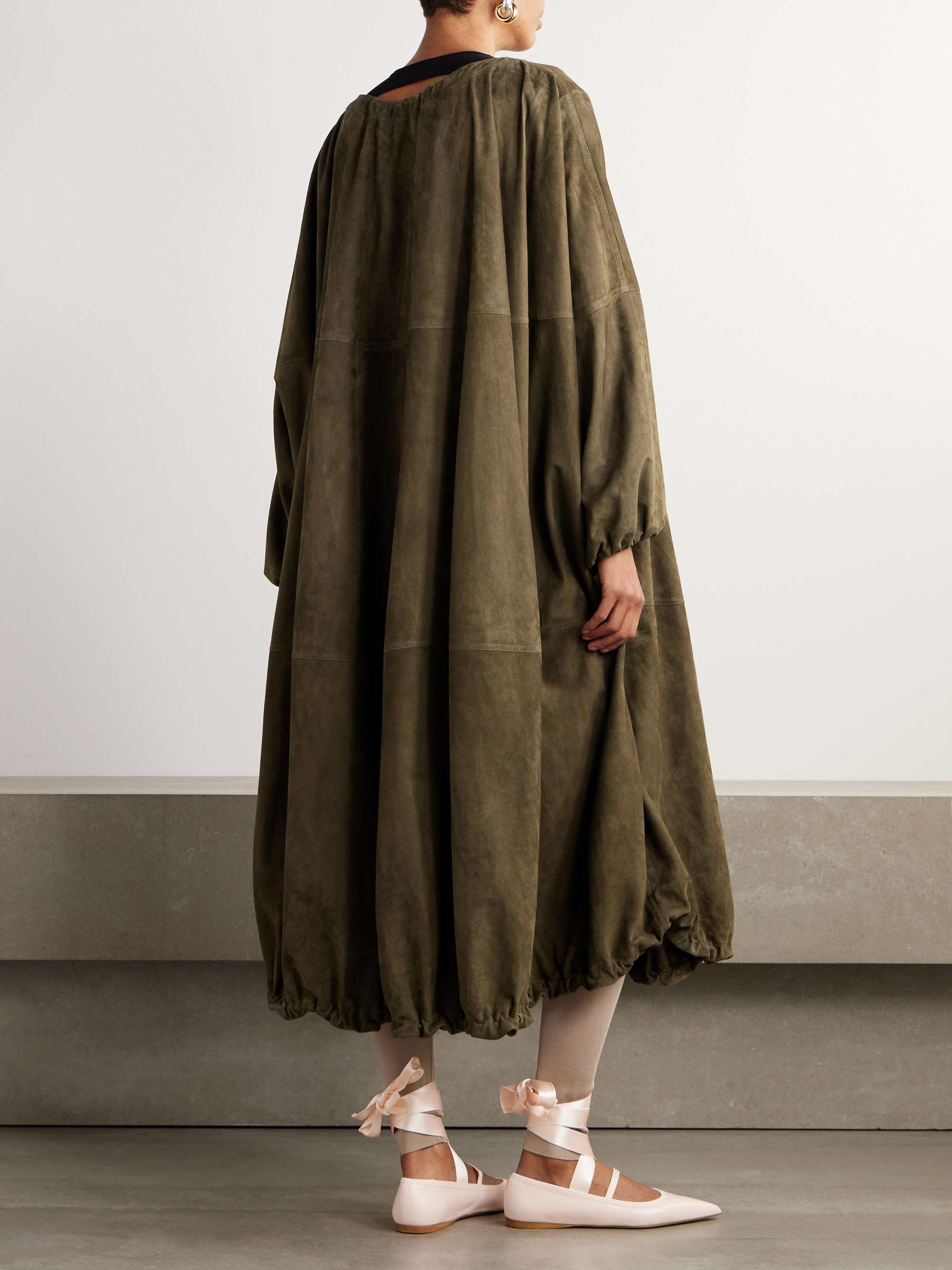 Oversized paneled suede coat view