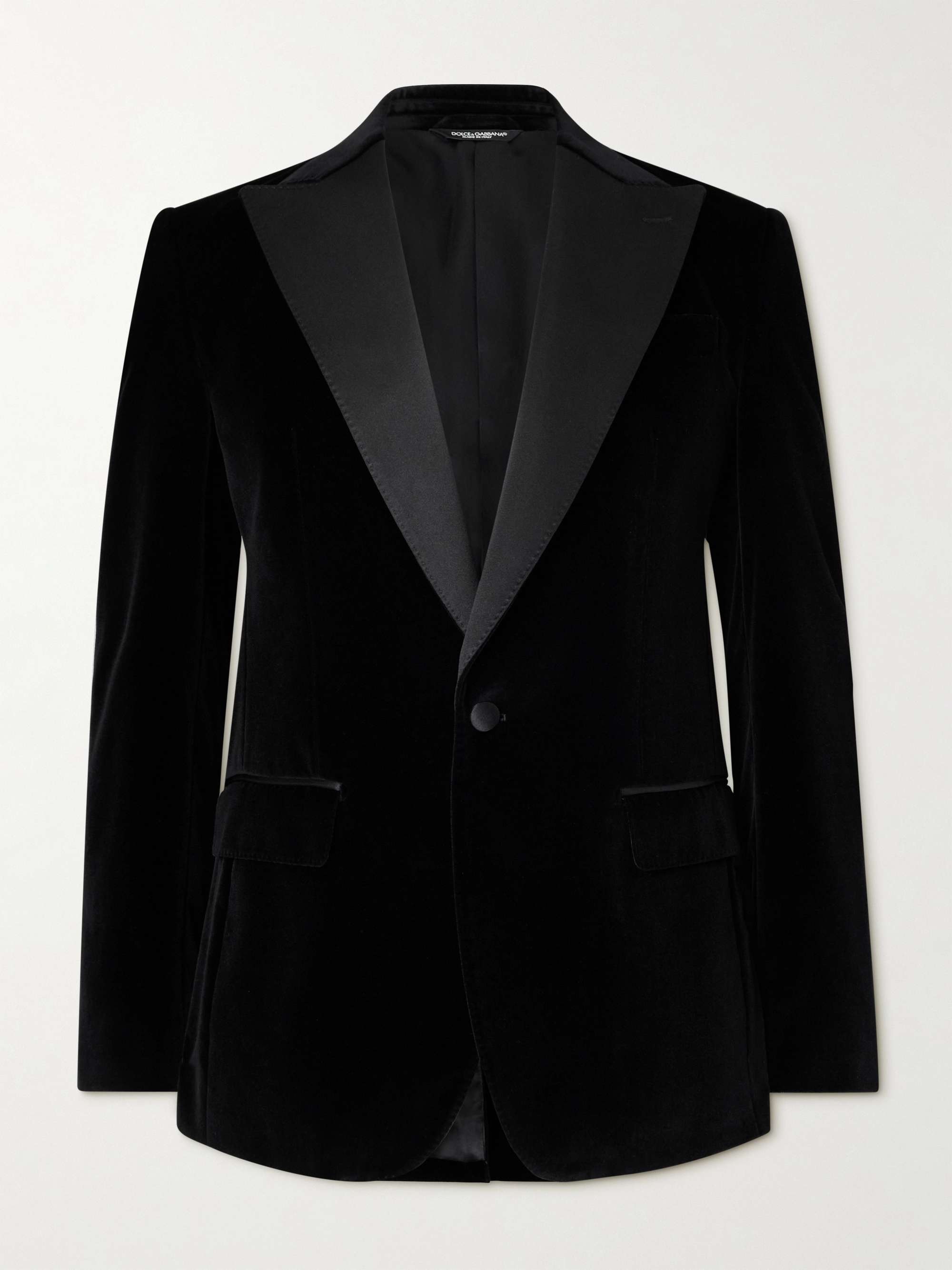 Silk-Trimmed Cotton-Blend Velvet Tuxedo Jacket view