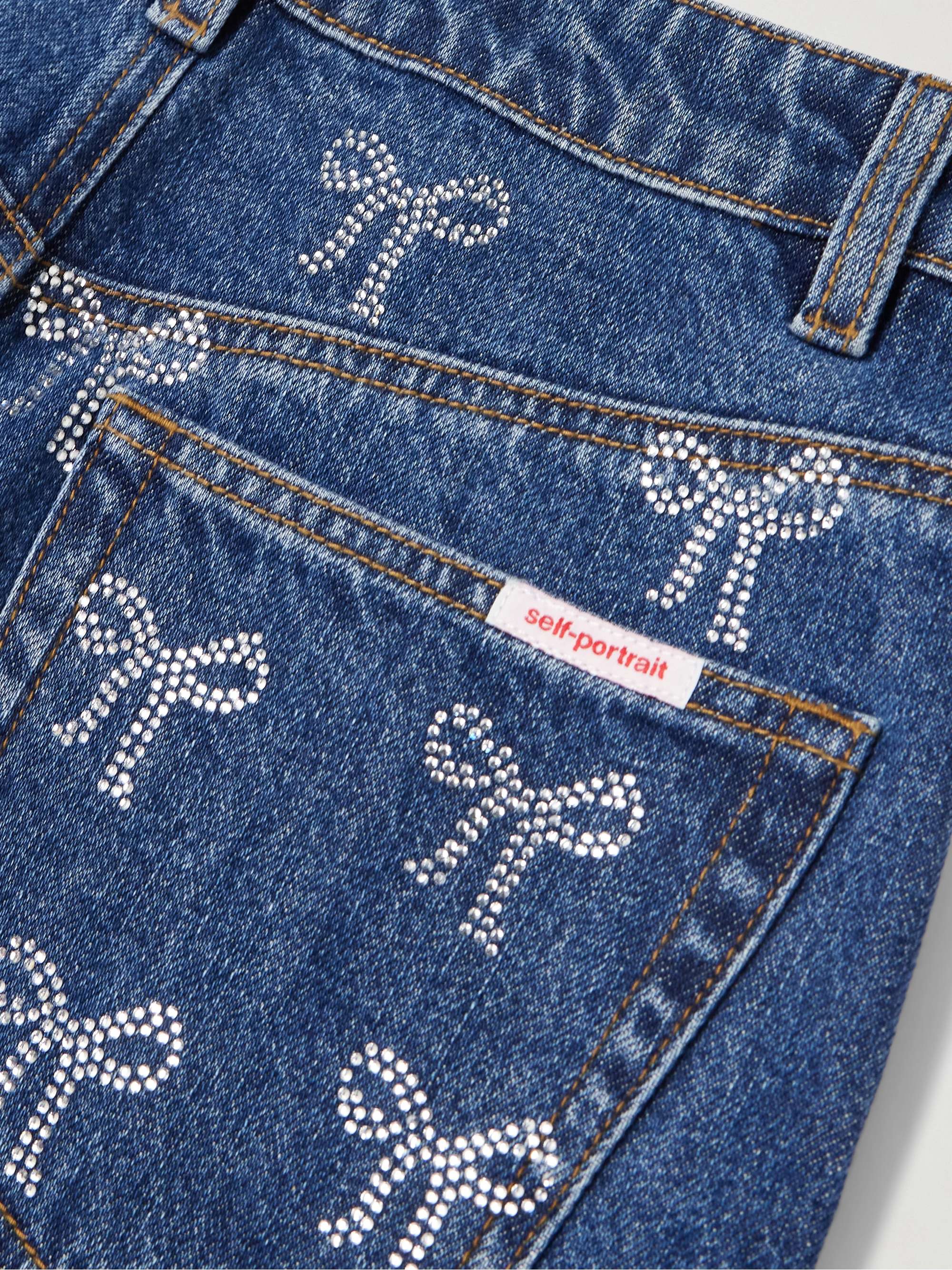 Crystal-embellished high-rise wide-leg jeans view