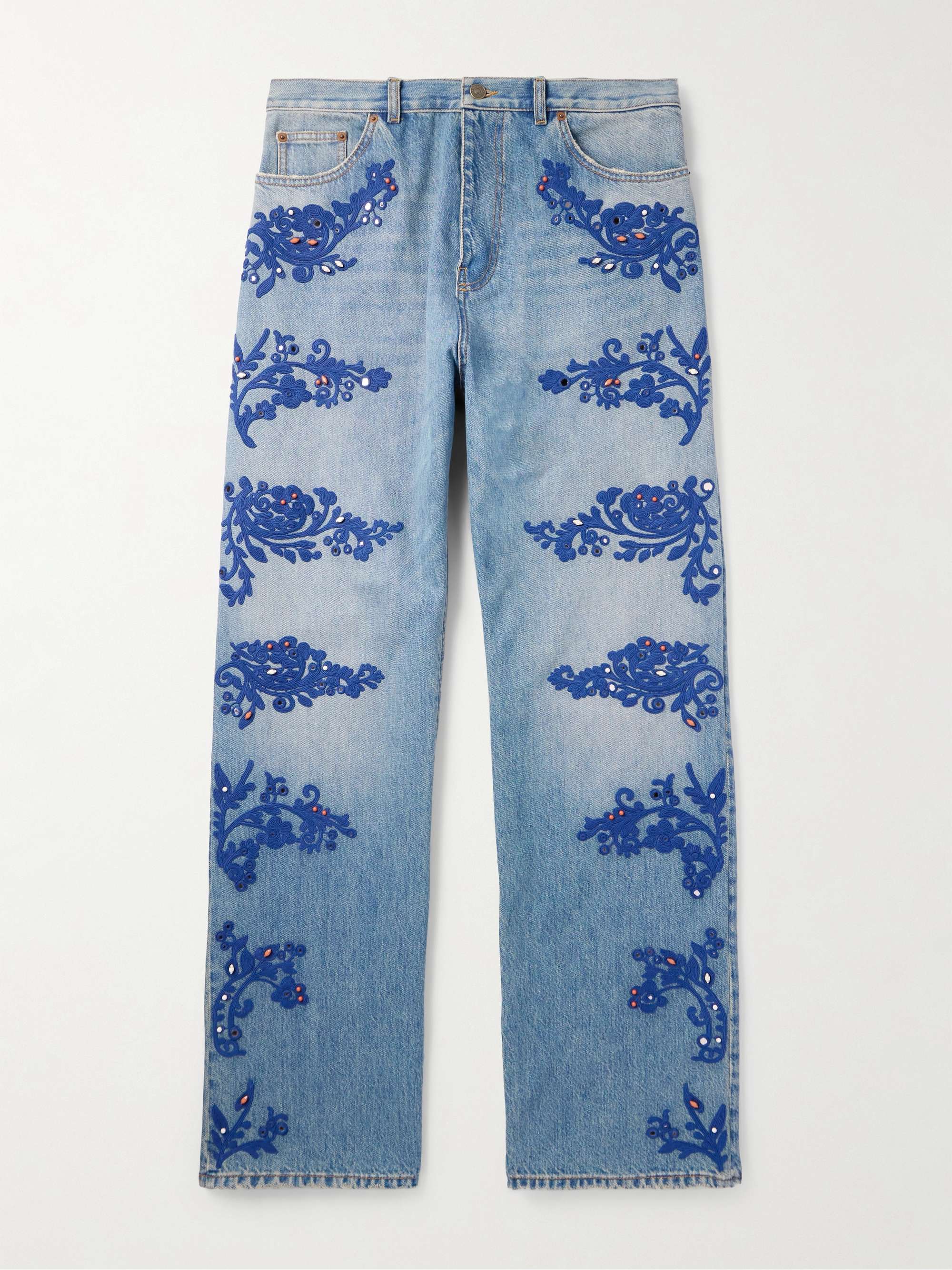 Straight-Leg Embellished Jeans view