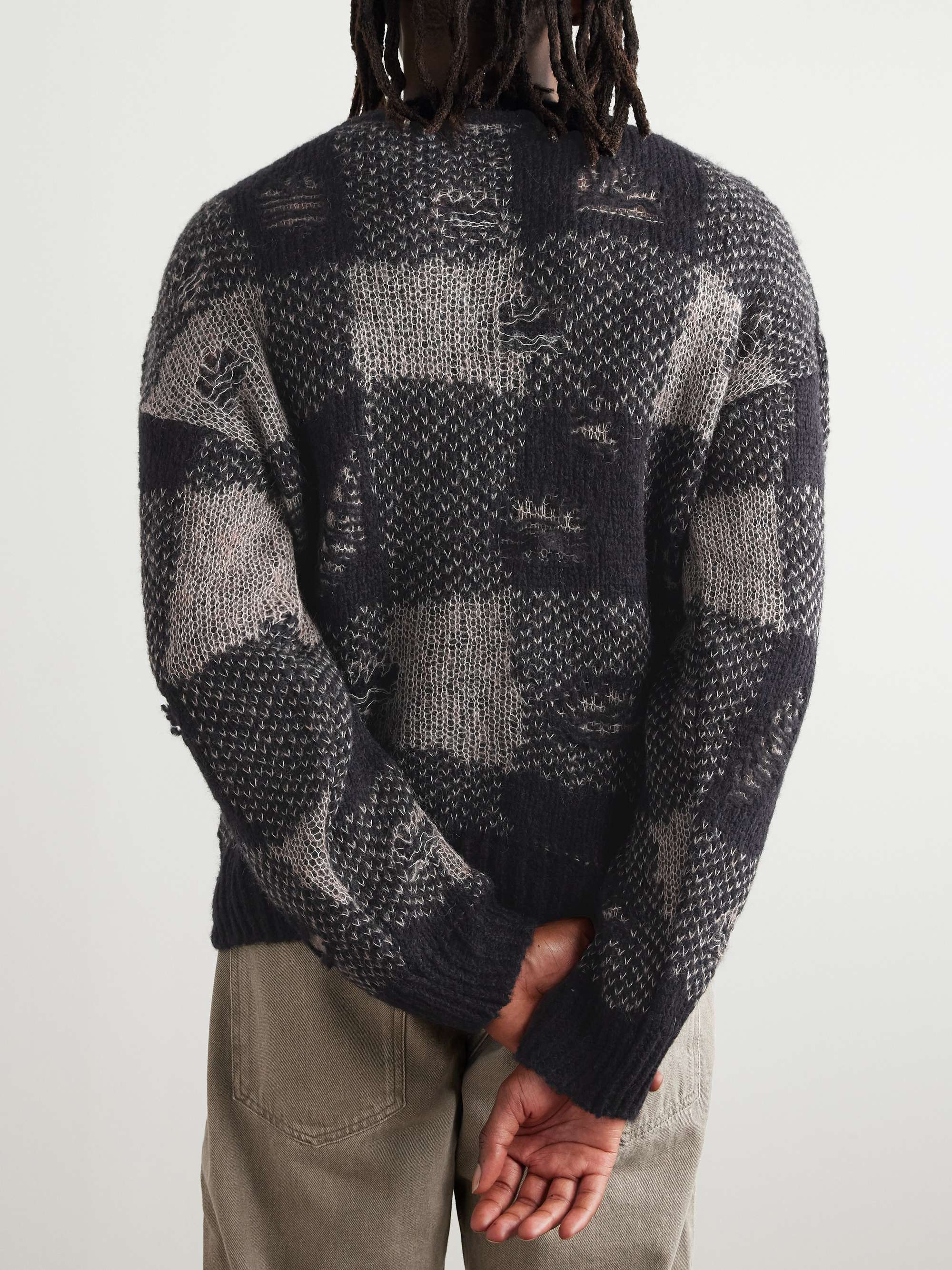 Sonar Distressed Checked Open-Knit Sweater view