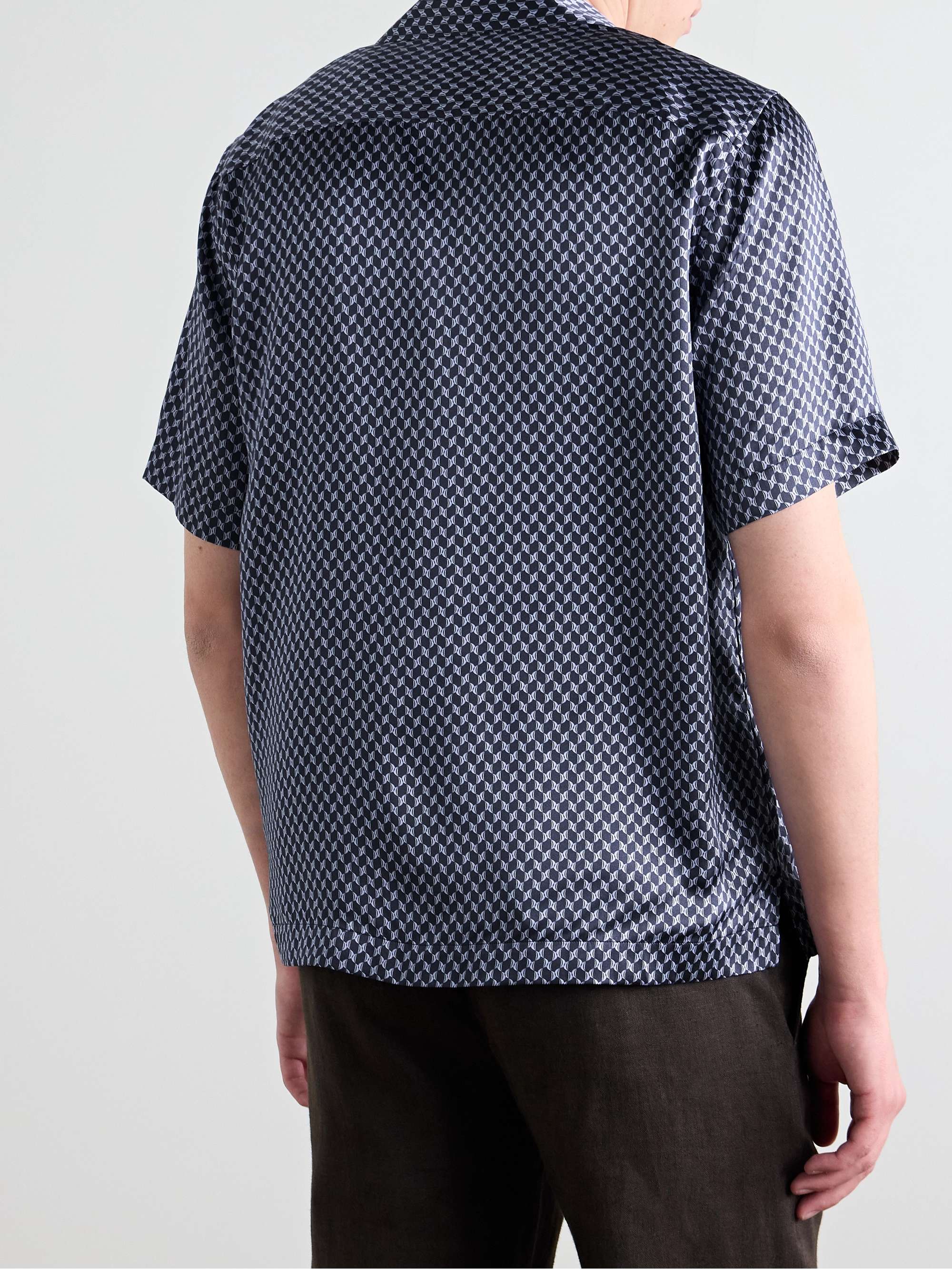Roberto Camp-Collar Printed Silk-Satin Shirt view