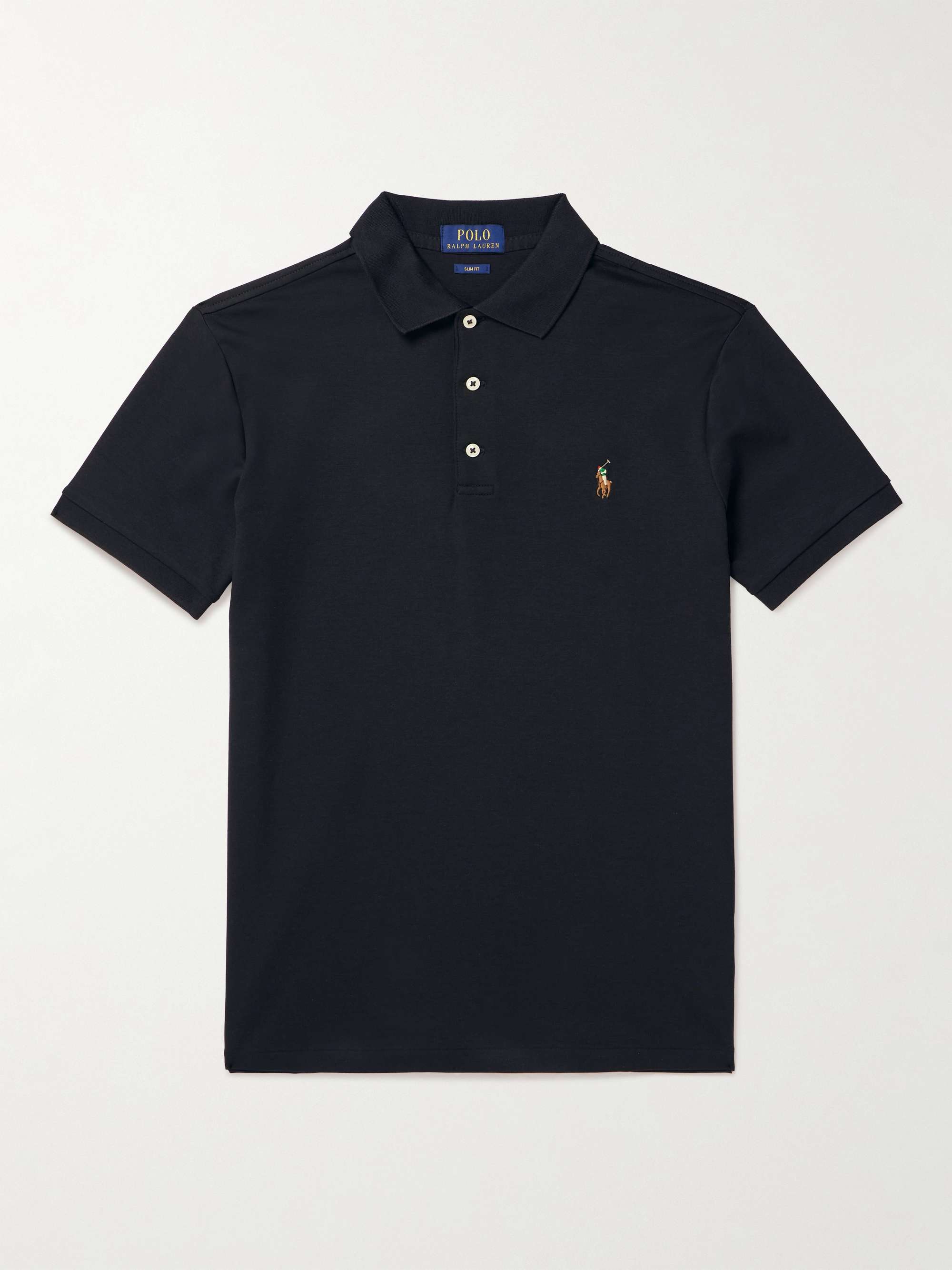 Slim-Fit Logo-Embroidered Pima Cotton Polo Shirt view