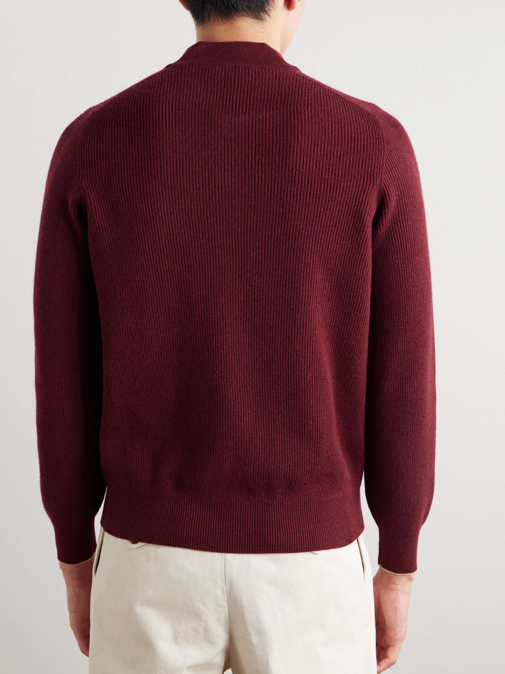 Slim-Fit Ribbed Cashmere Sweater view