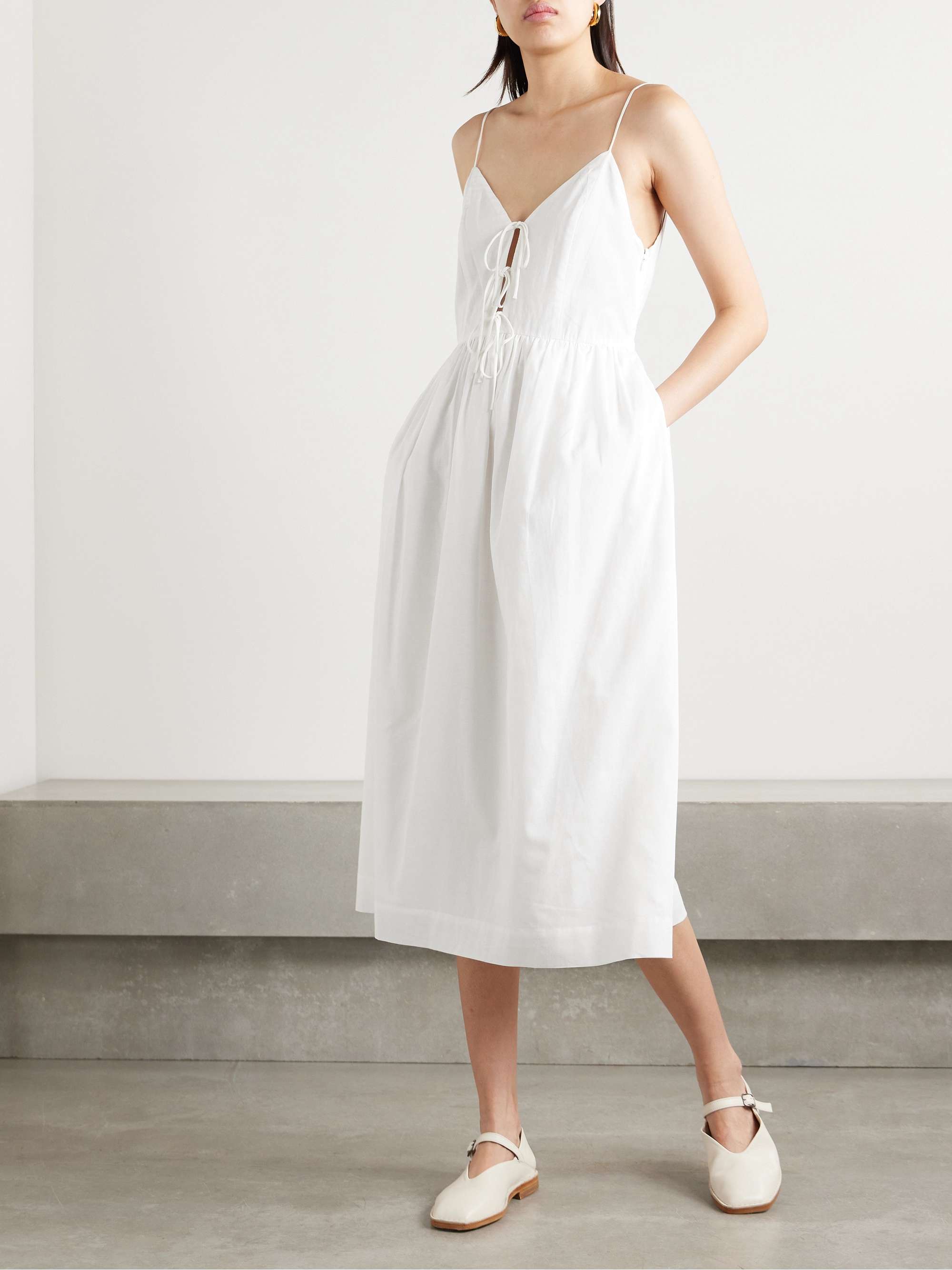 Zora pleated cotton-blend midi dress view