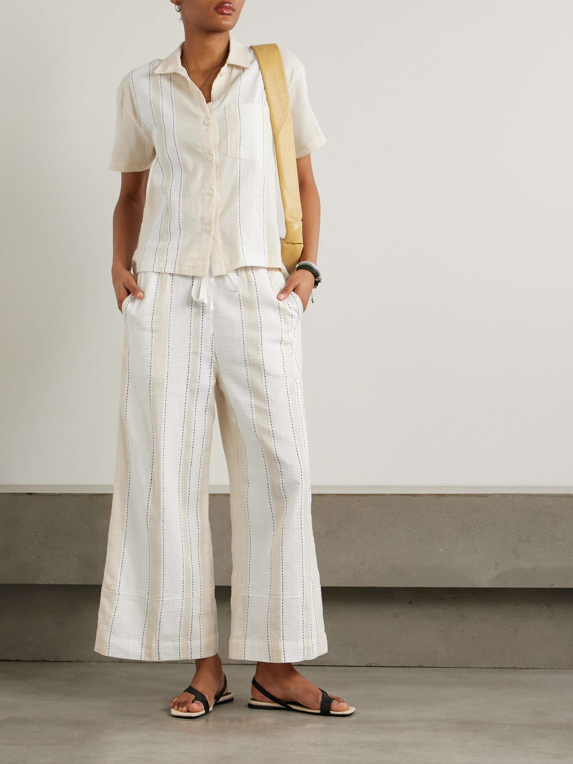 Desta striped cotton-blend wide-leg pants view
