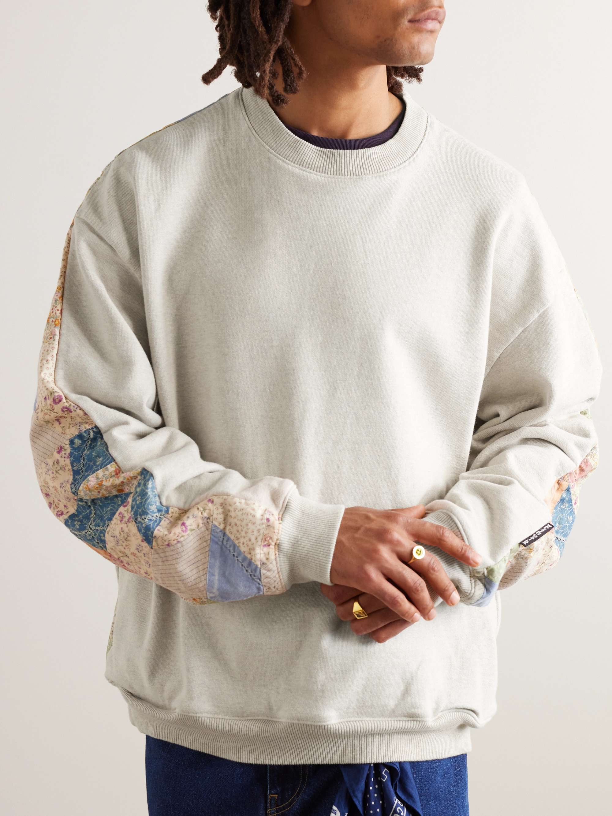 Patchwork Cotton-Blend Jersey Sweatshirt view