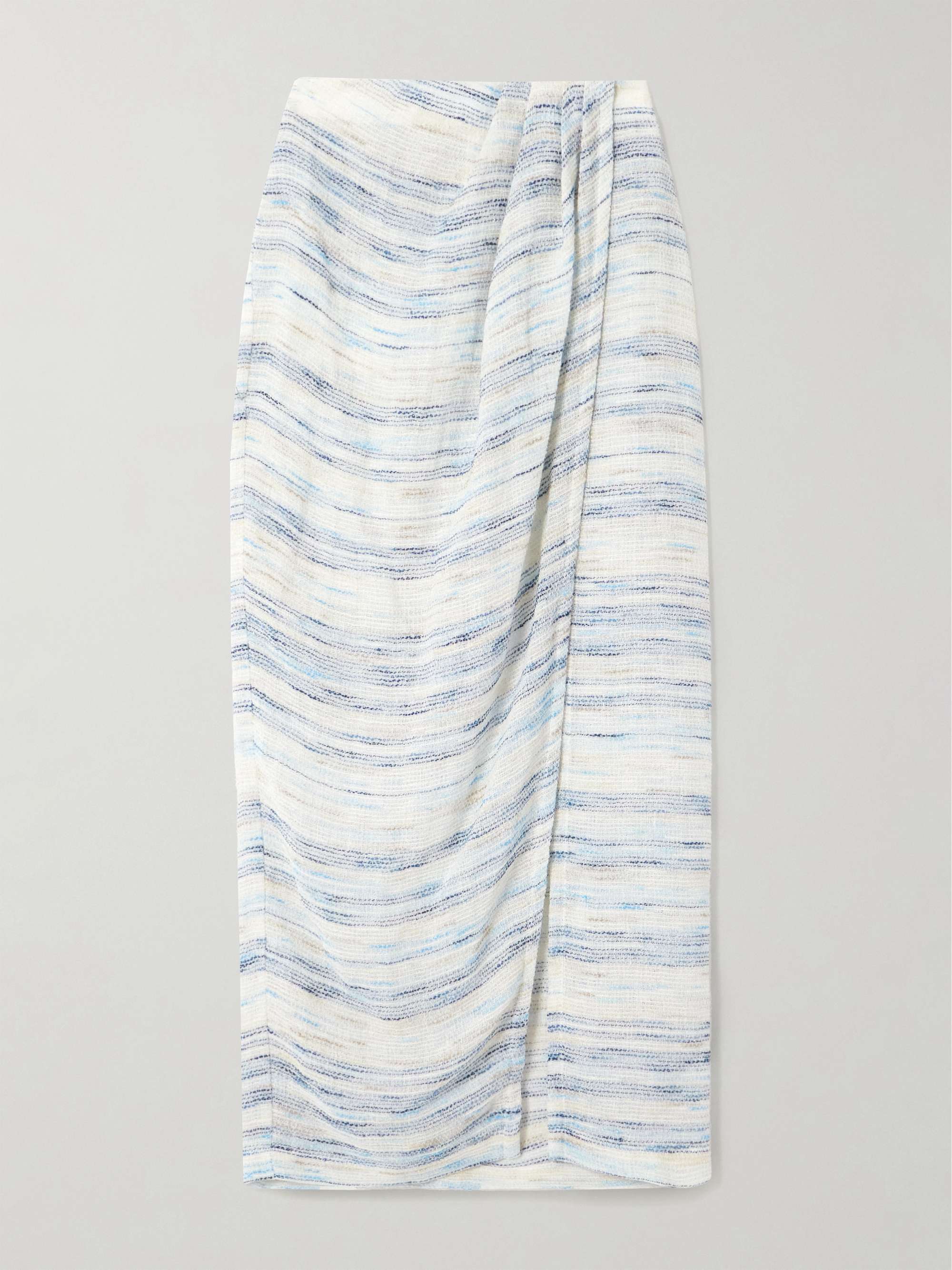 Pleated striped linen-blend gauze pareo view