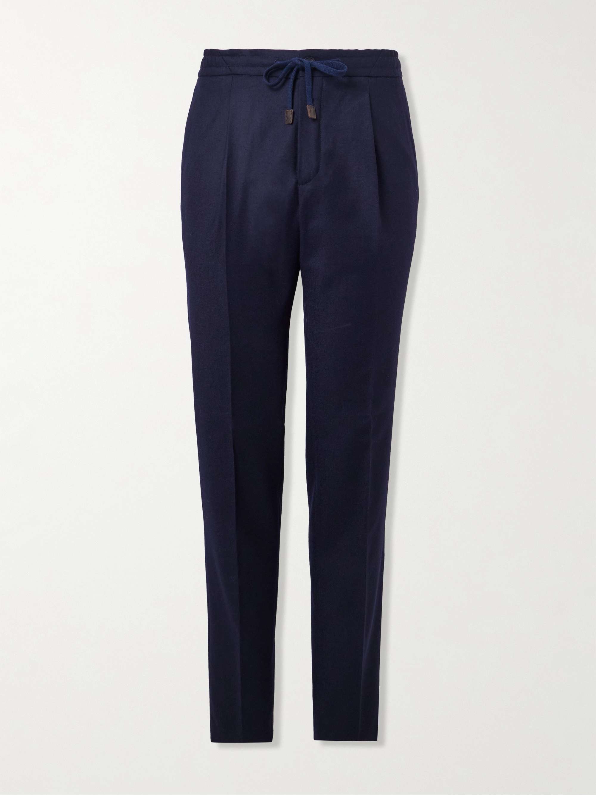 Venezia 1951 Tapered Pleated Brushed Virgin Wool-Twill Drawstring Trousers view