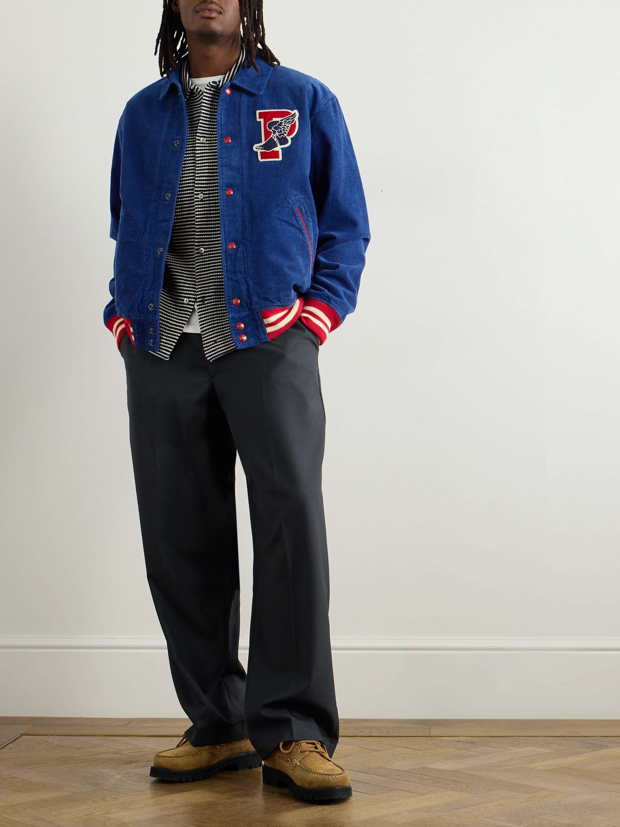 Logo-Appliquéd Cotton-Corduroy Varsity Jacket view