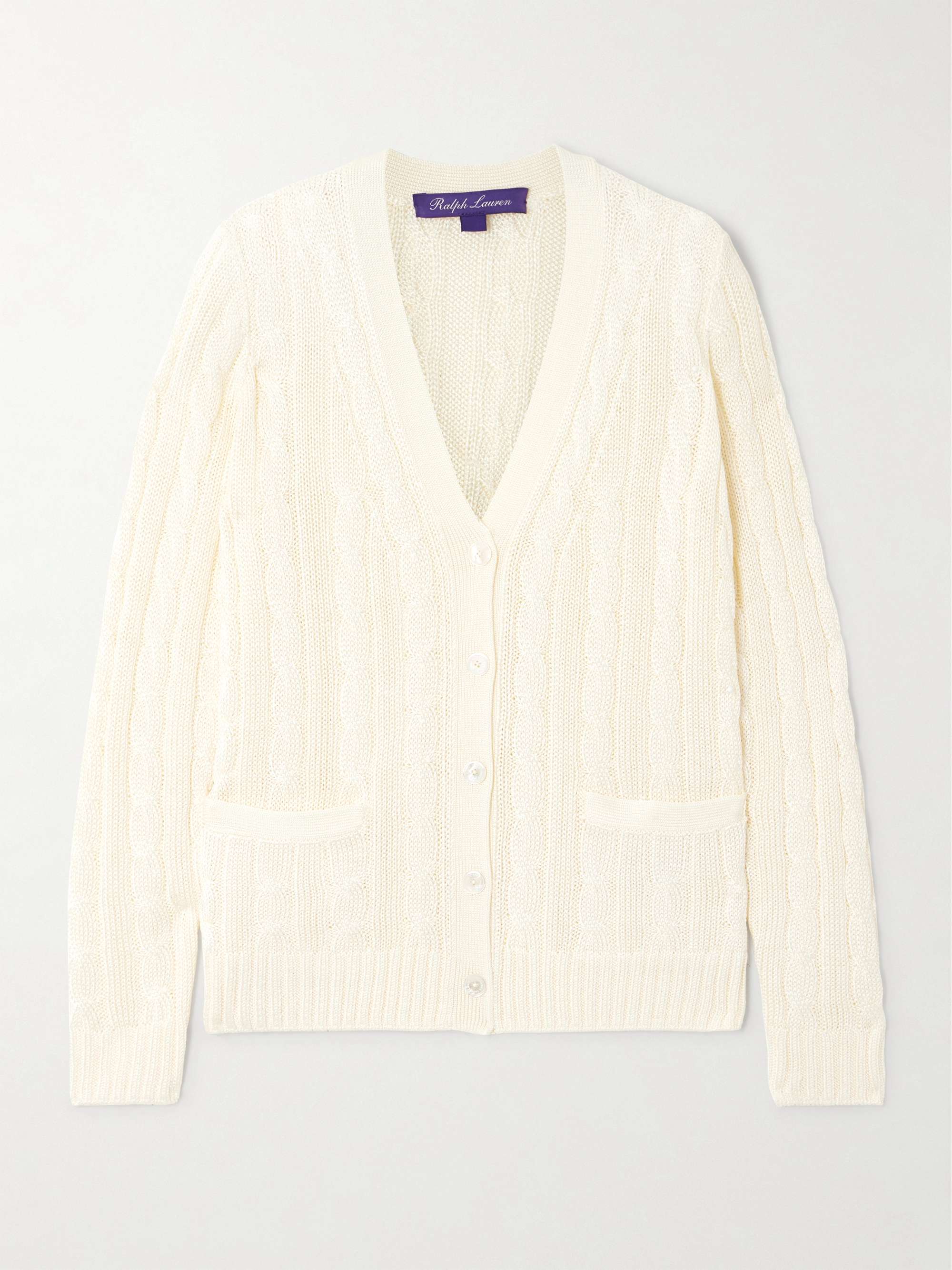 Cable-knit silk cardigan view