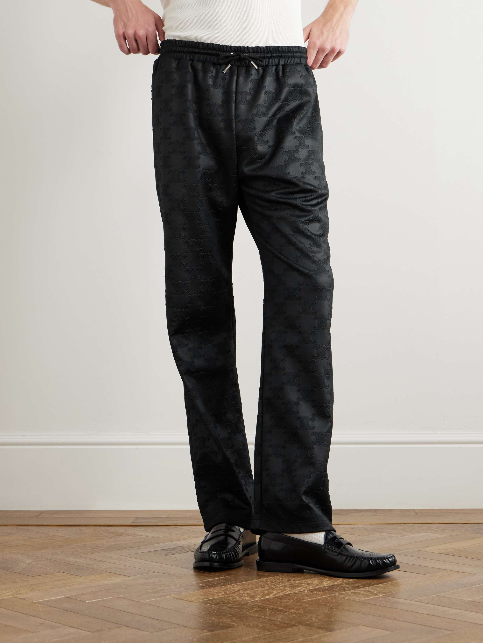 Straight-Leg Logo-Jacquard Tech-Jersey Track Pants view