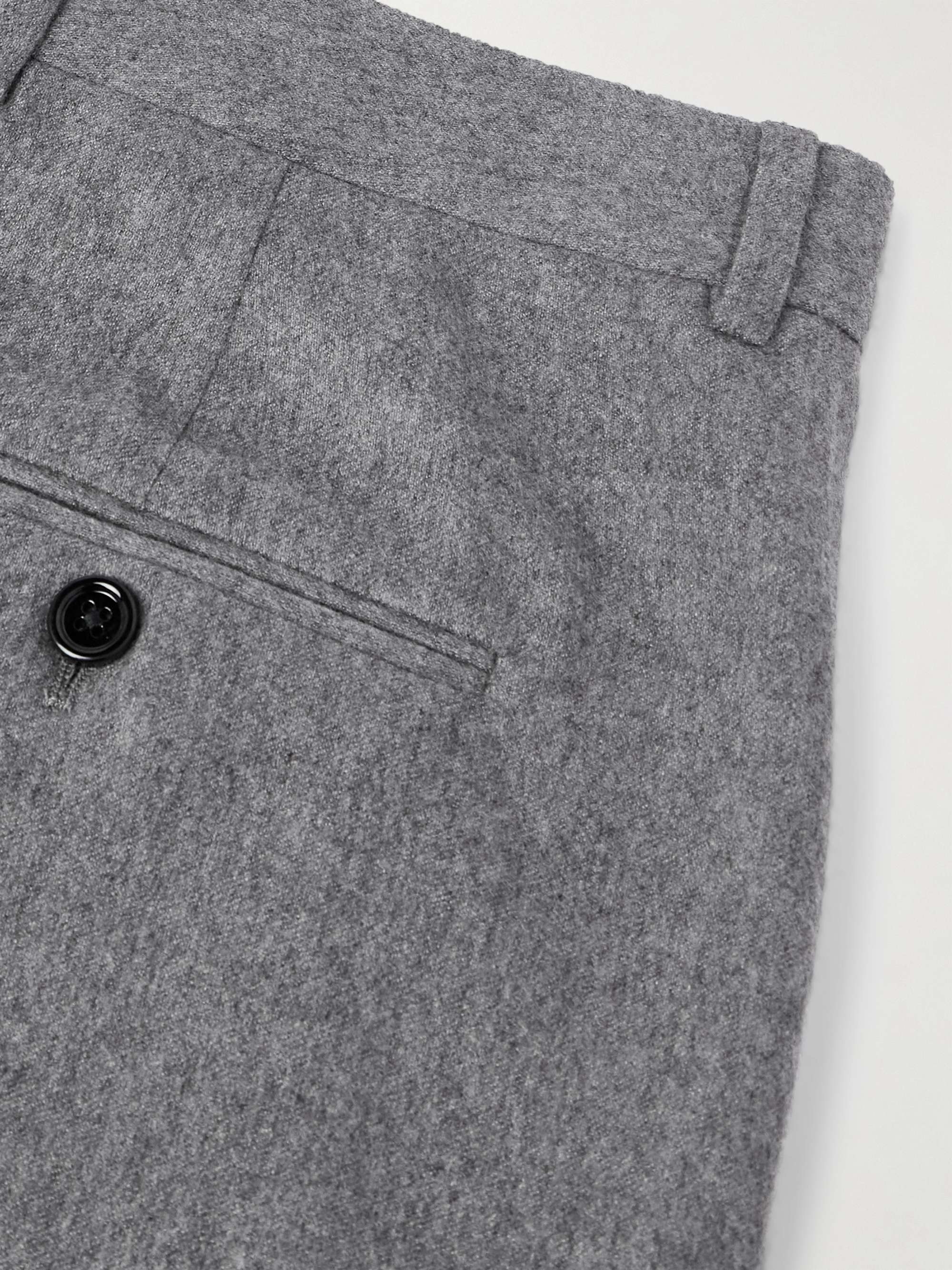 Keith Tapered Pleated Cashmere-Flannel Trousers view