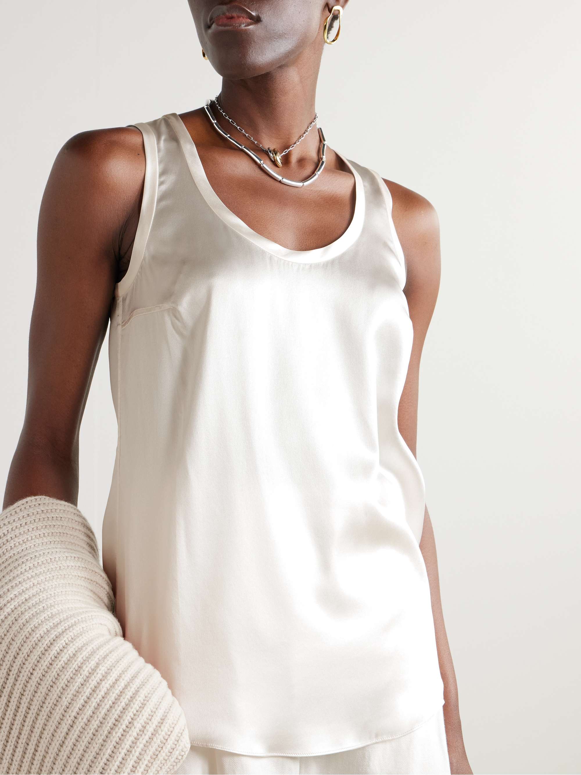 Silk-blend satin tank view