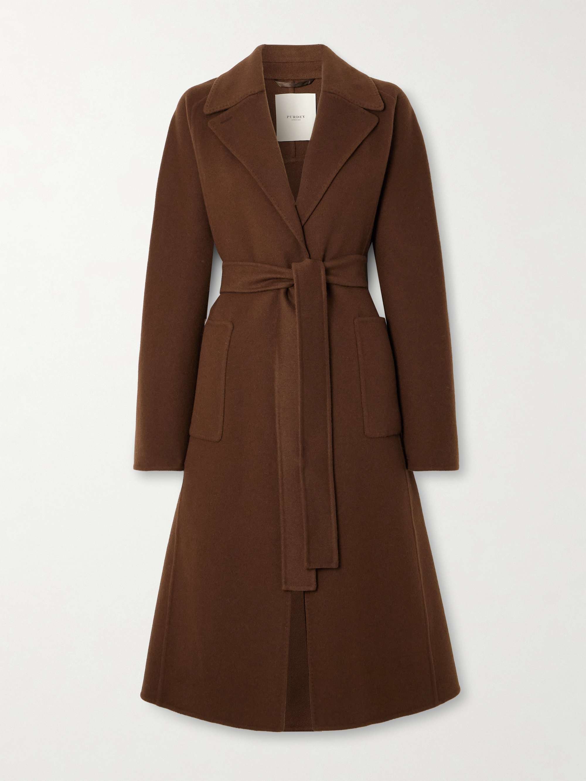 Portman belted wool and cashmere-blend coat view