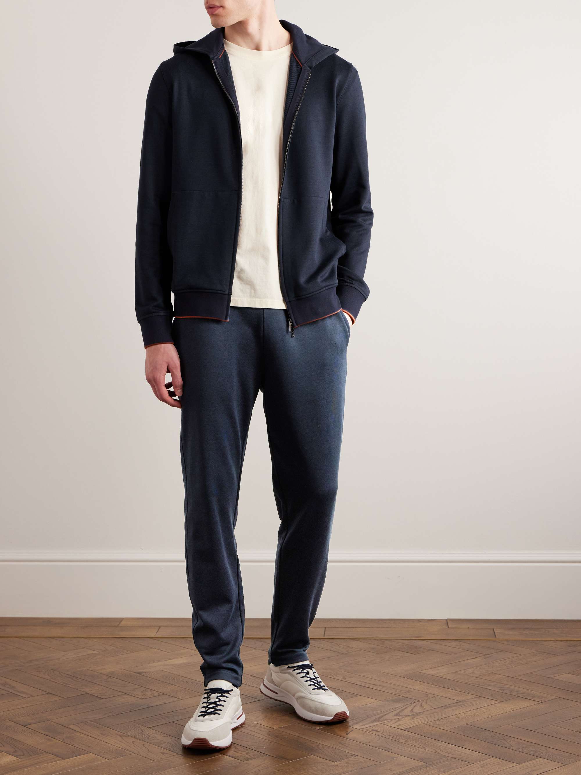 Tapered Cotton and Linen-Blend Fleece Sweatpants view