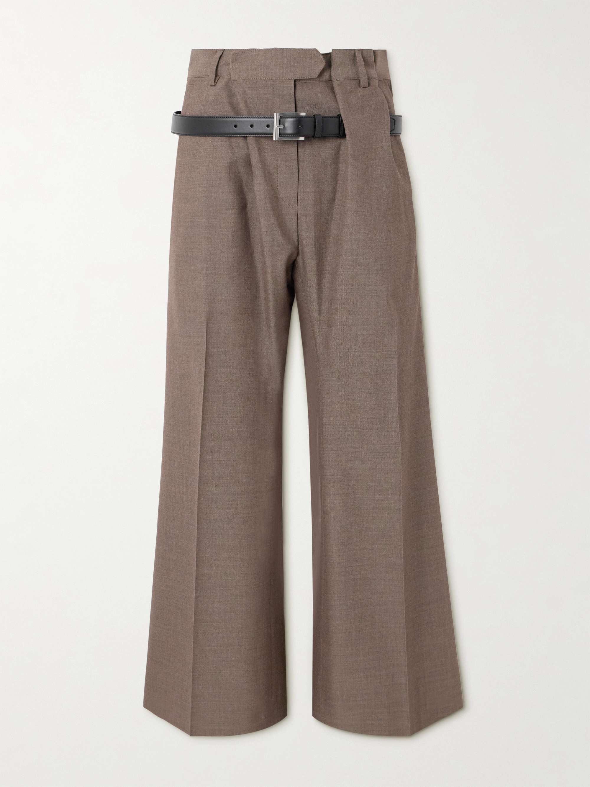 Belted wool wide-leg pants view