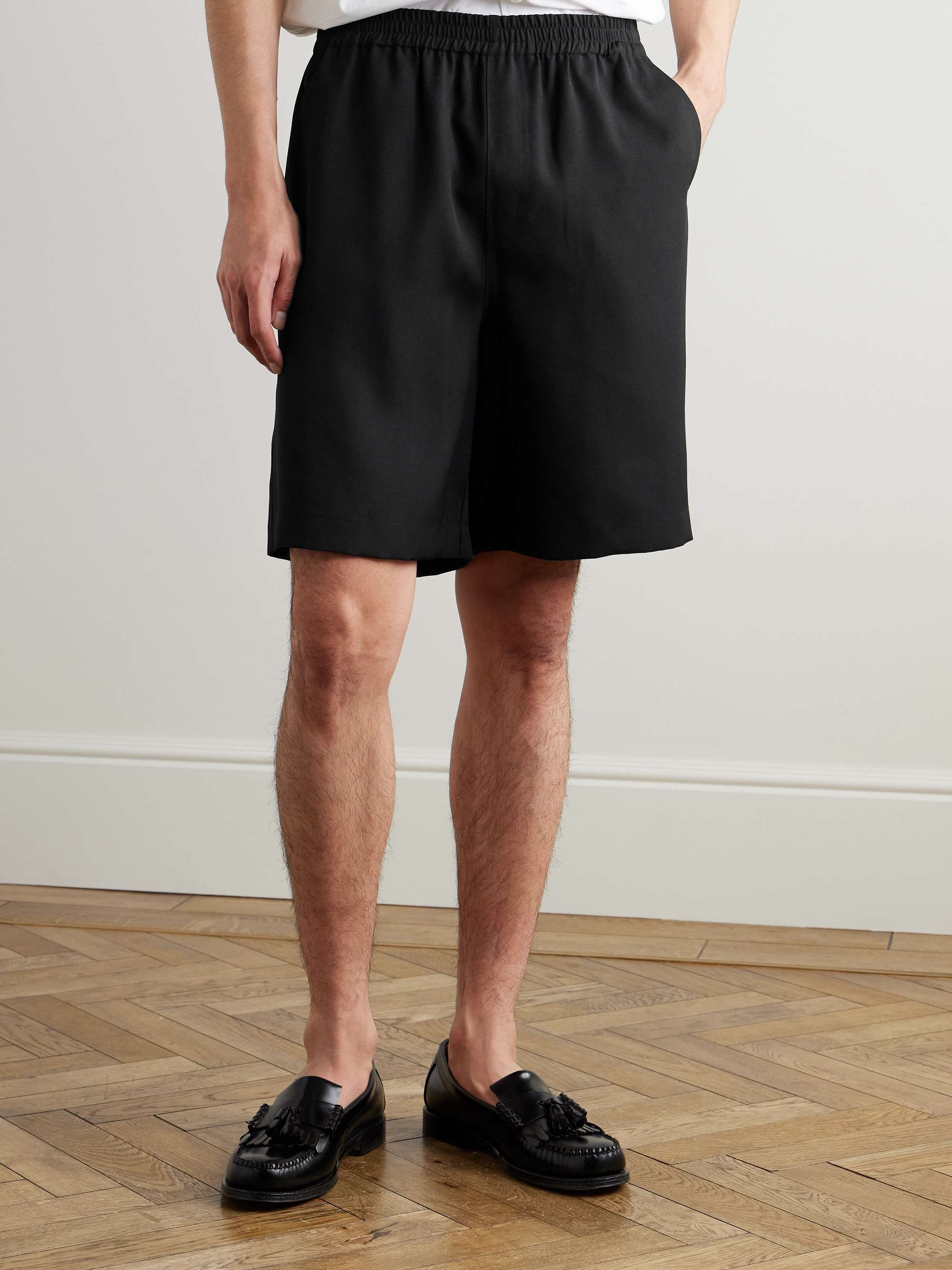 Wide-Leg Wool-Twill Shorts view