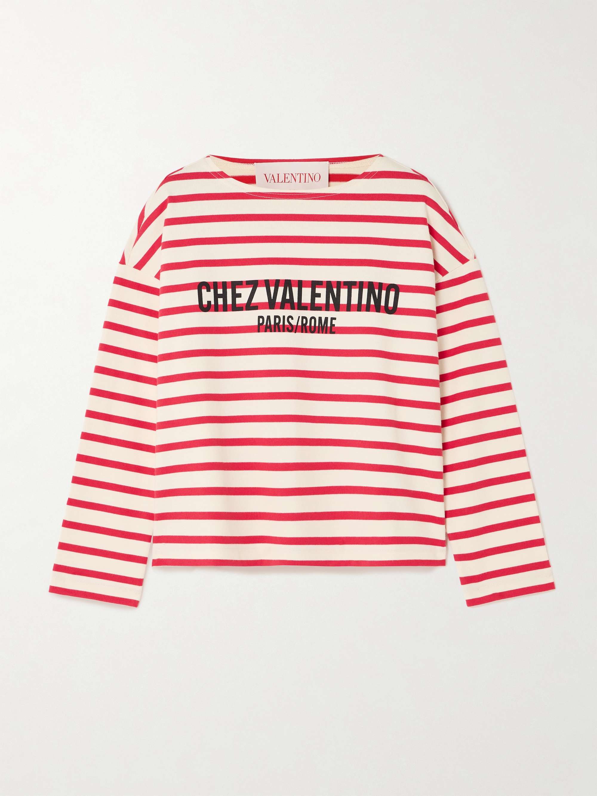 Striped printed cotton-jersey T-shirt view