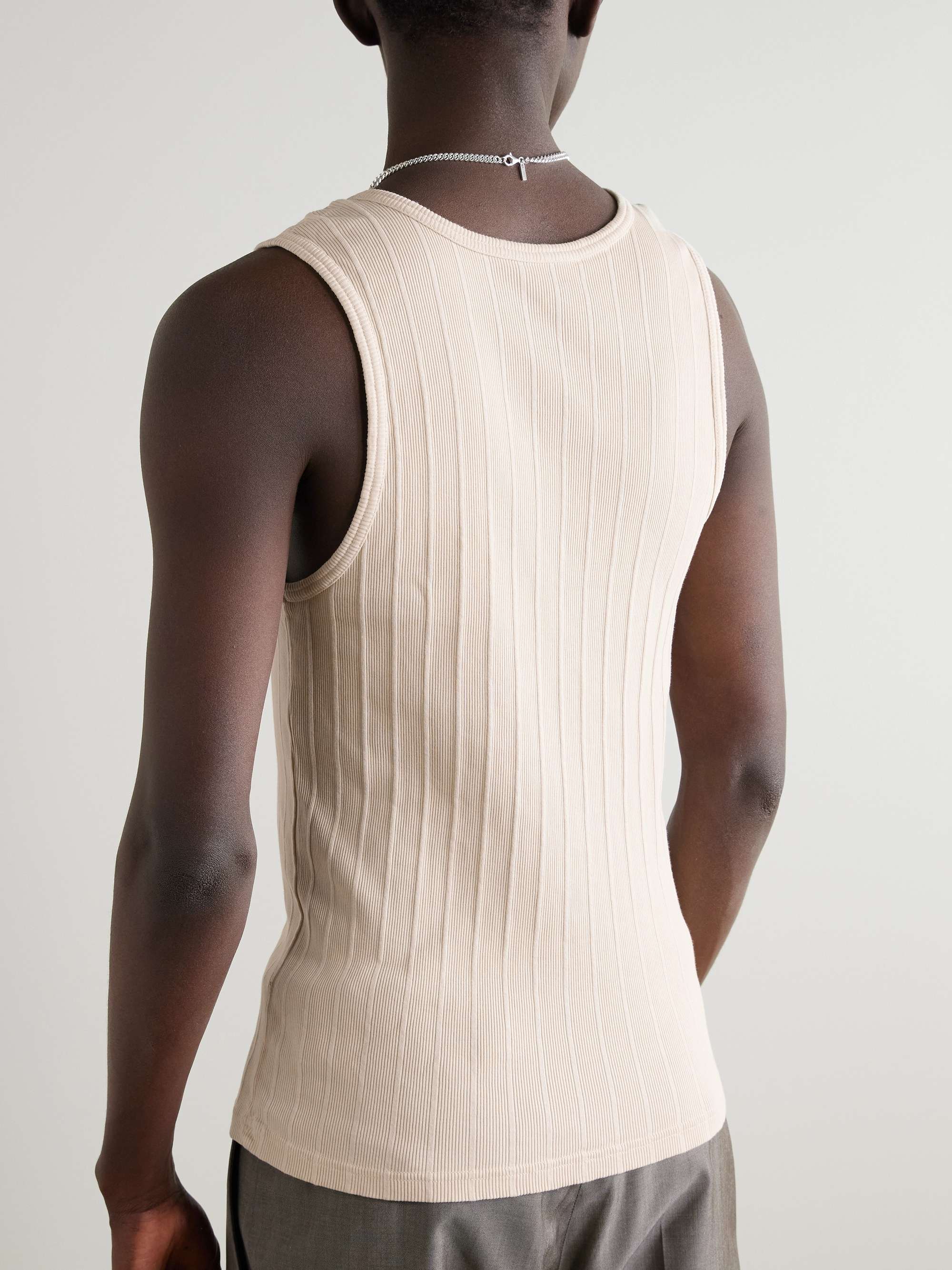 Set of Two Slim-Fit Ribbed Organic Cotton Tank Top view