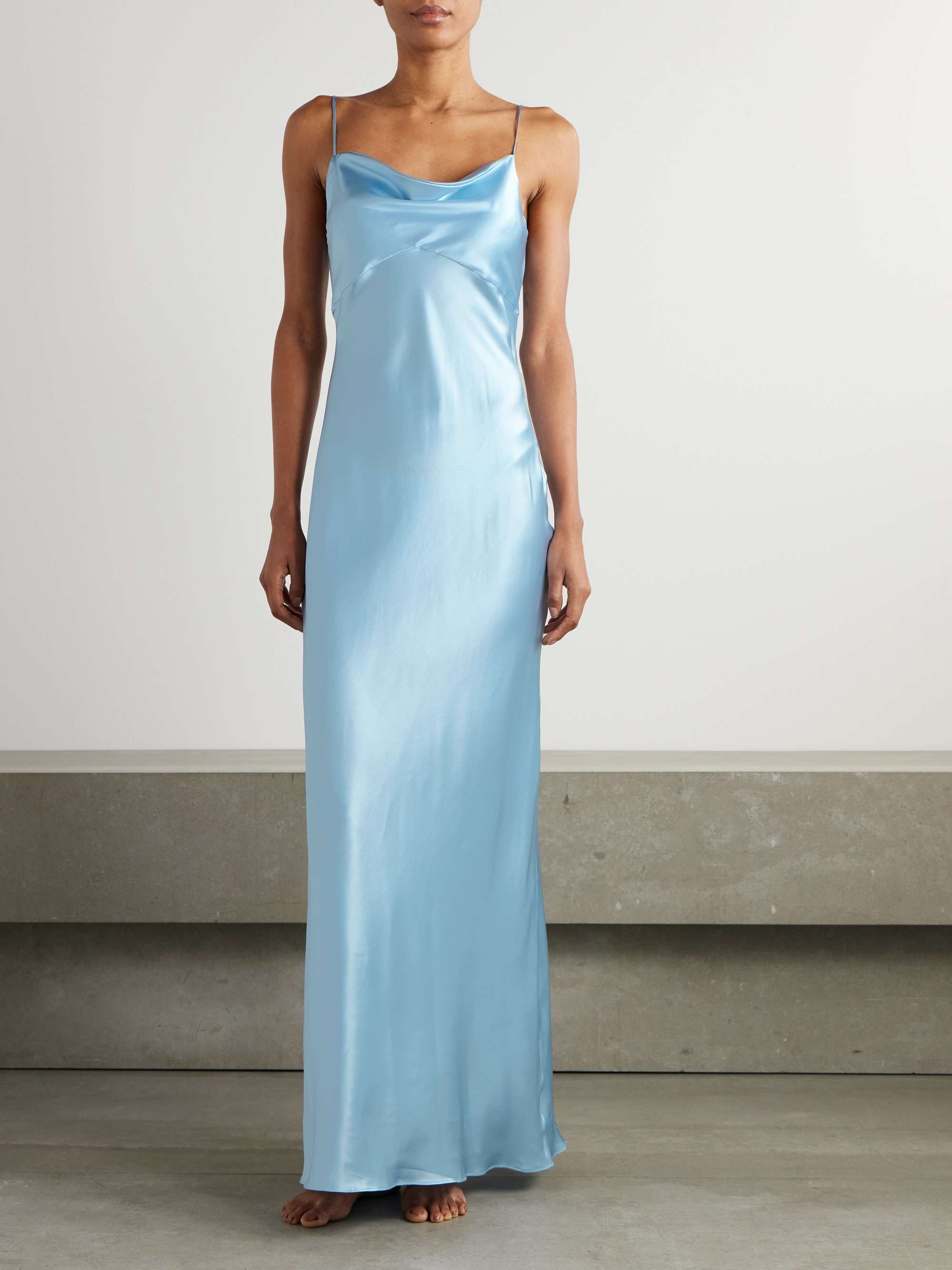 Ricca draped silk-satin nightdress view