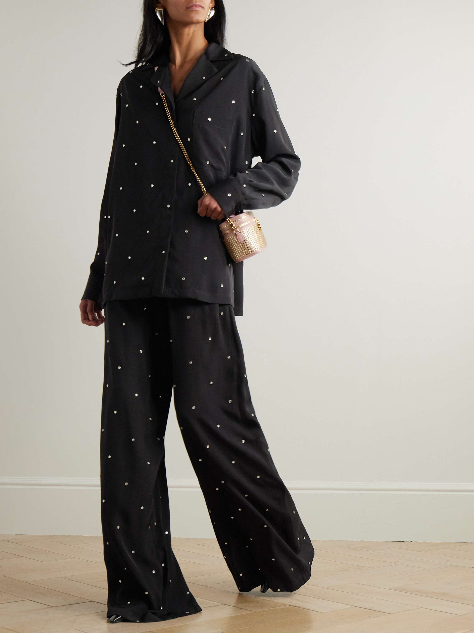 Crystal-embellished crepe shirt view