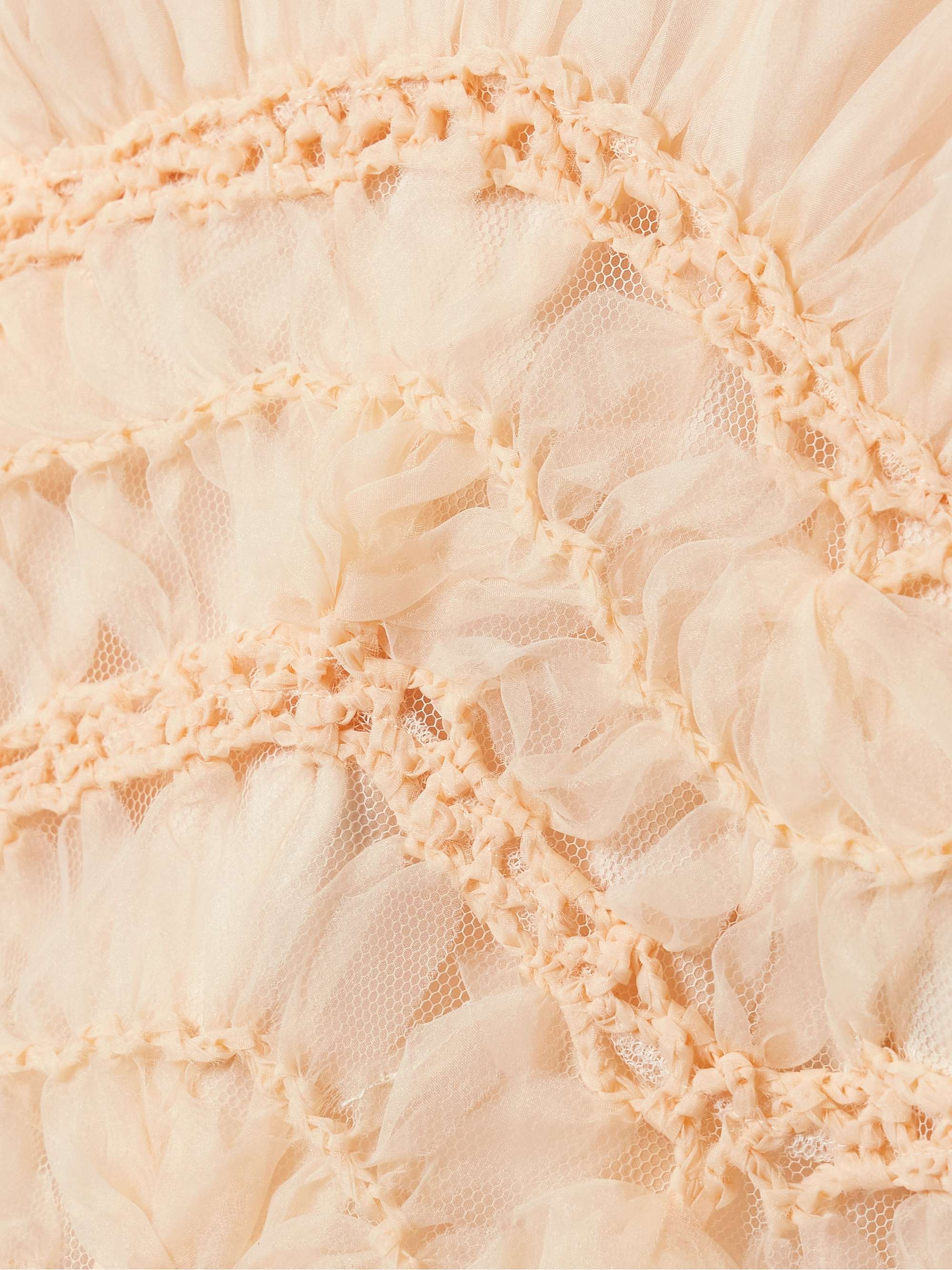 Illuminate macramé and tulle-trimmed gathered silk-organza blouse view
