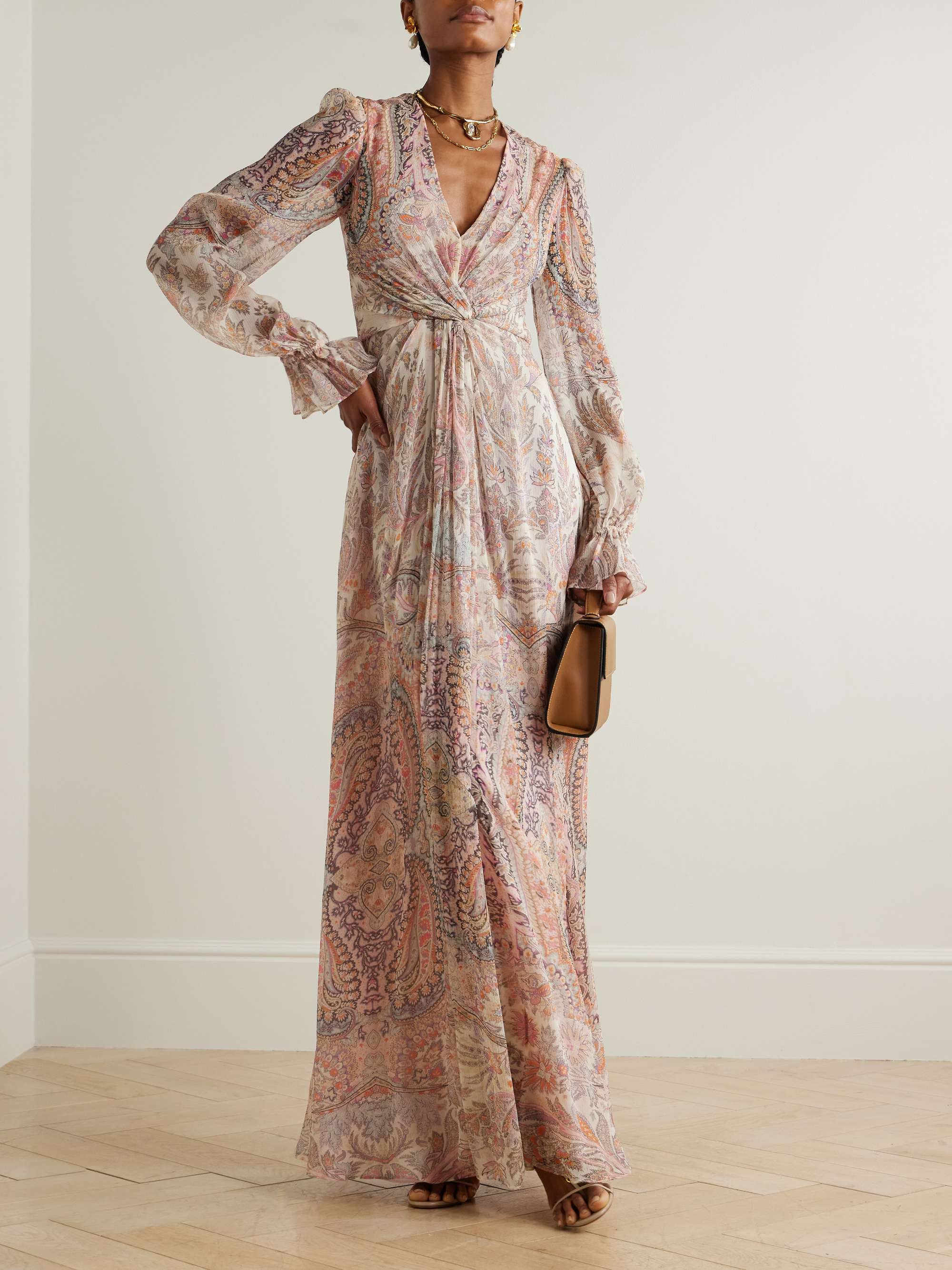 Twist-front paisley-print silk-crepon maxi dress view