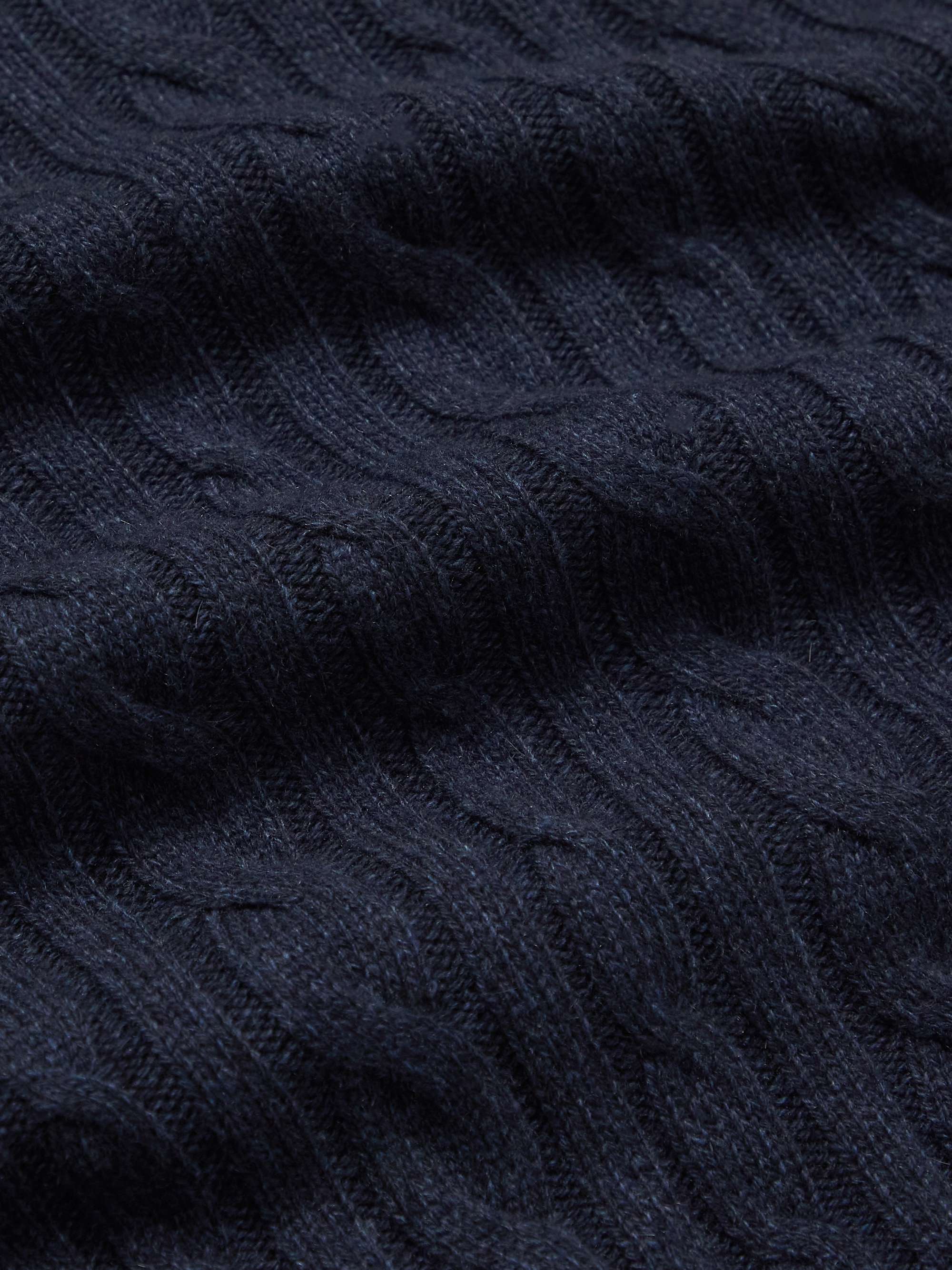 Suede-Trimmed Cable-Knit Baby Cashmere Half-Zip Sweater view
