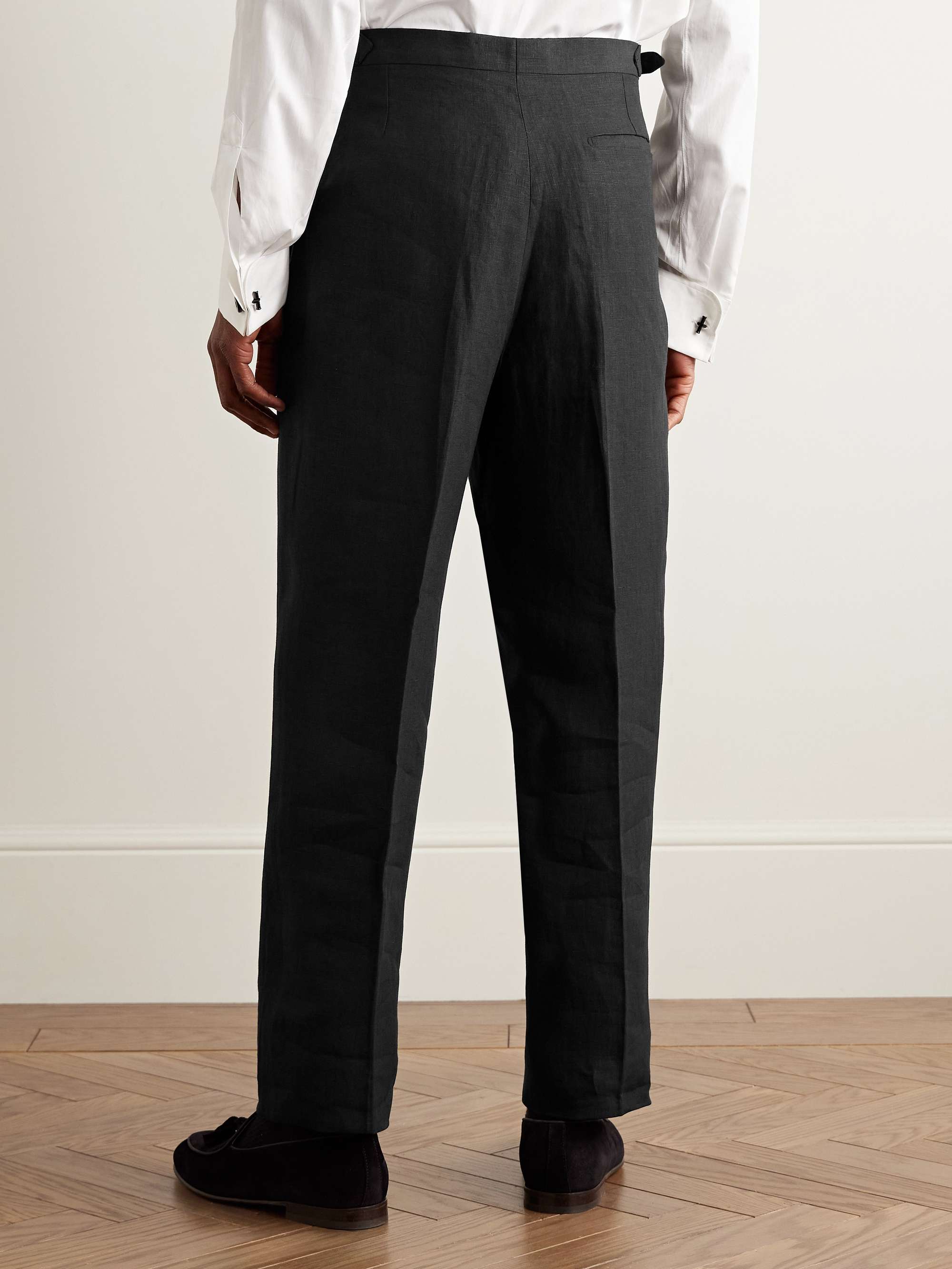 Slim-Fit Linen Tuxedo Trousers view
