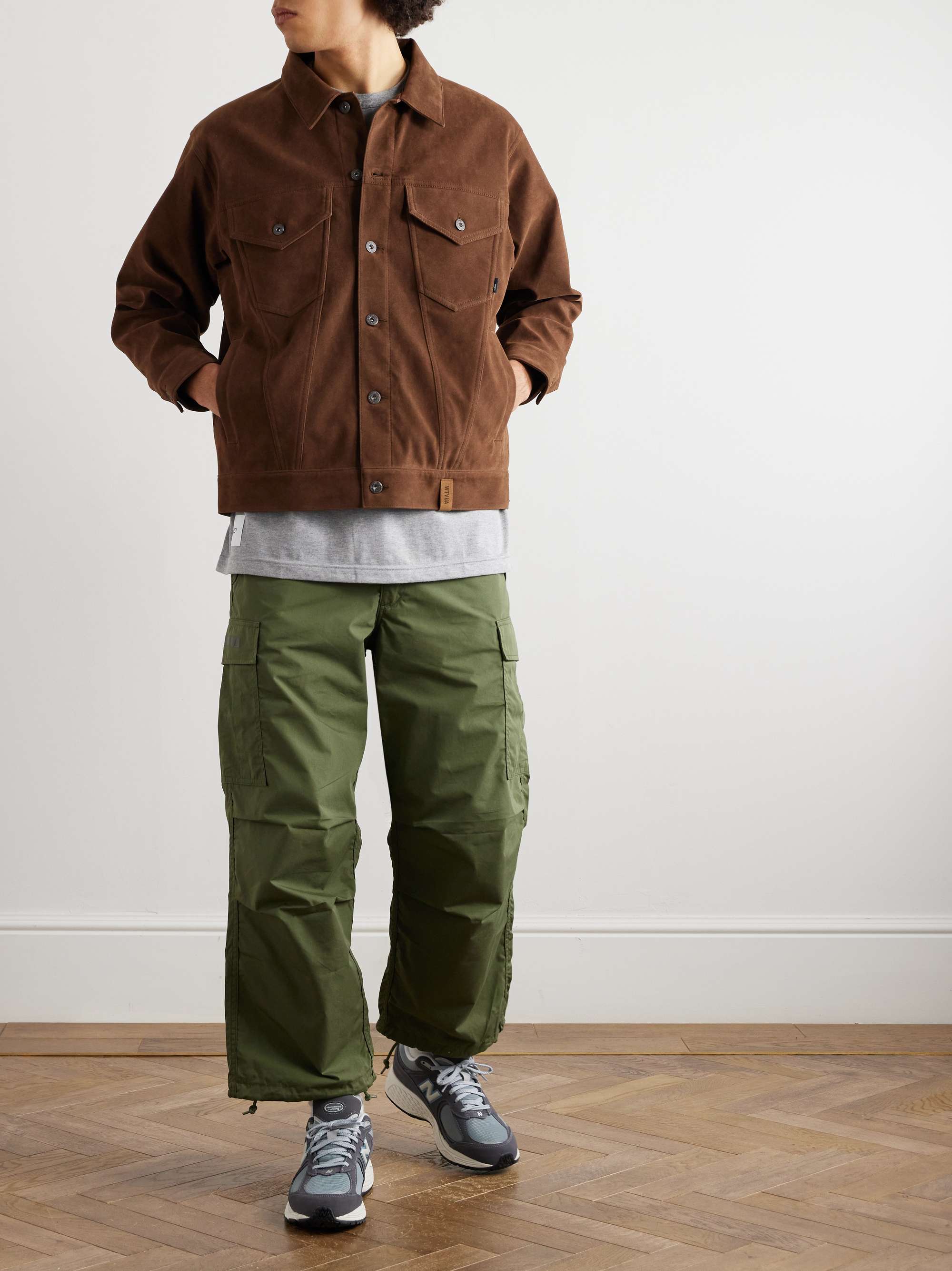 Straight-Leg Logo-Appliquéd Pleated Cotton-Blend Drawstring Cargo Trousers view