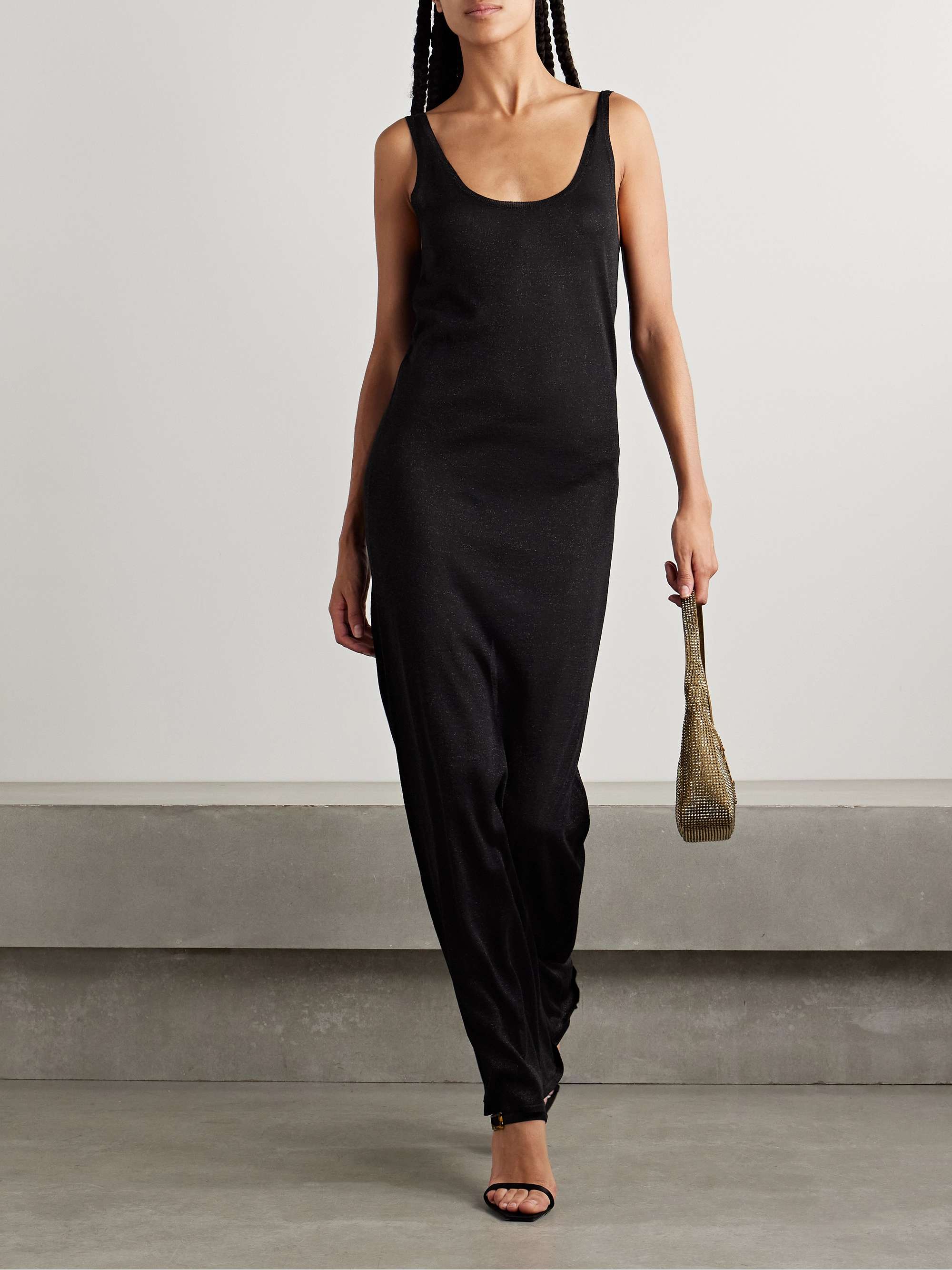 Metallic knitted maxi dress view