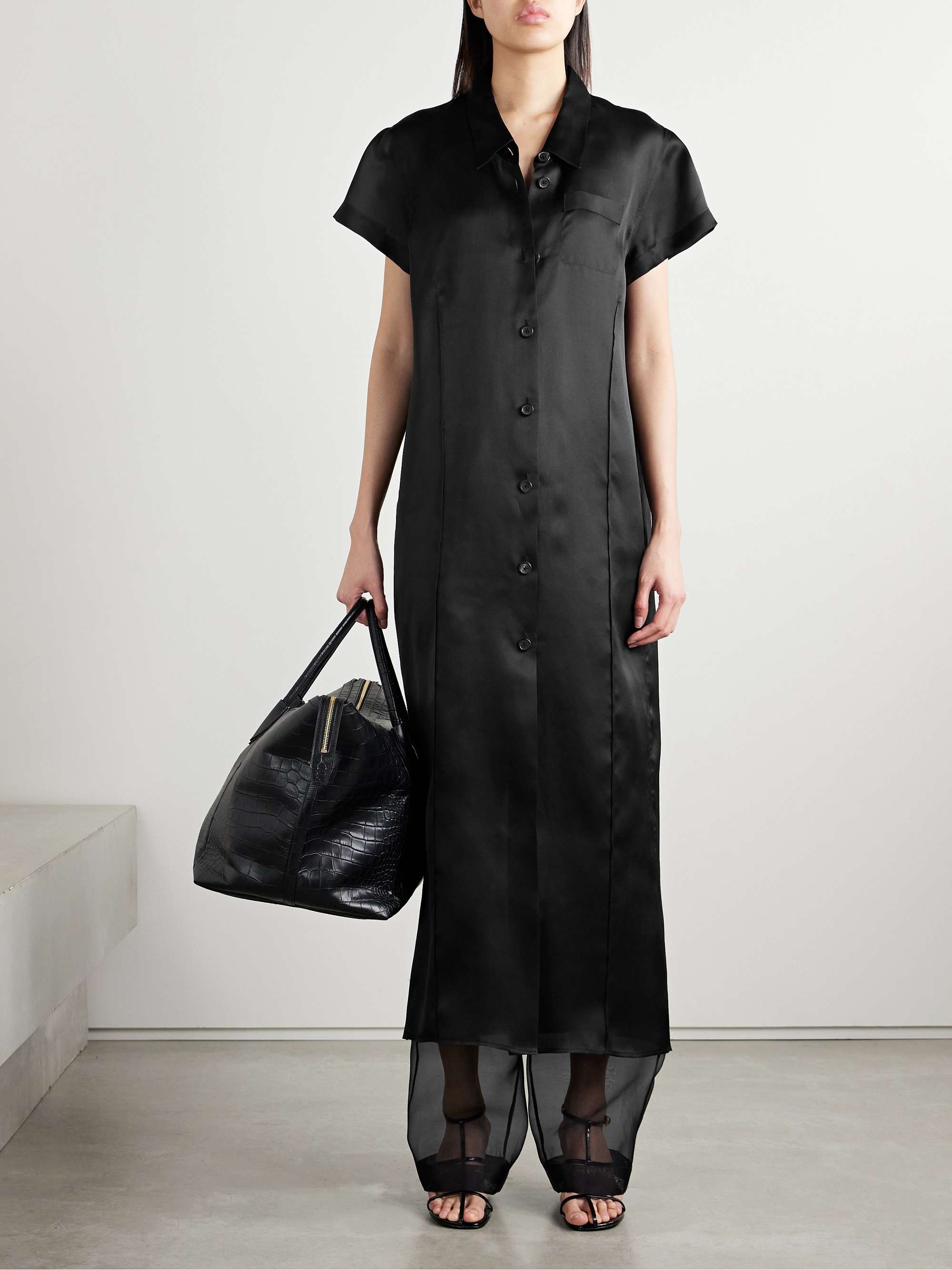 Effy silk and cotton-blend organza midi shirt dress view
