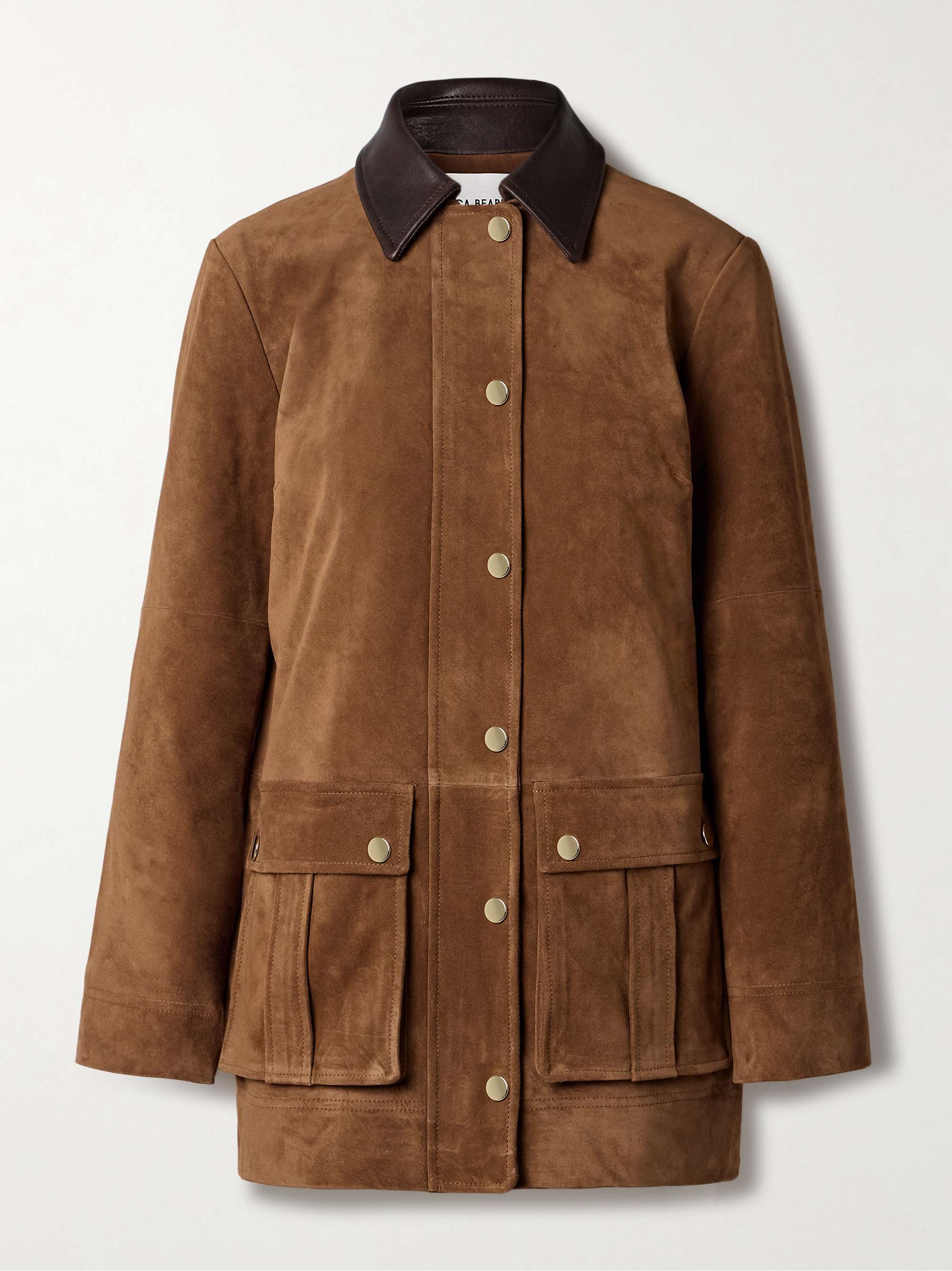 Suz leather-trimmed suede jacket view